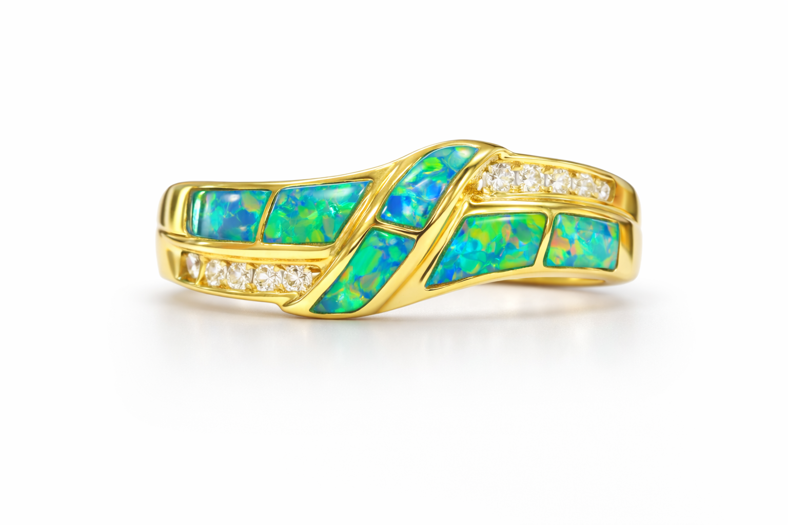 Opal & Diamond Inlay Ring