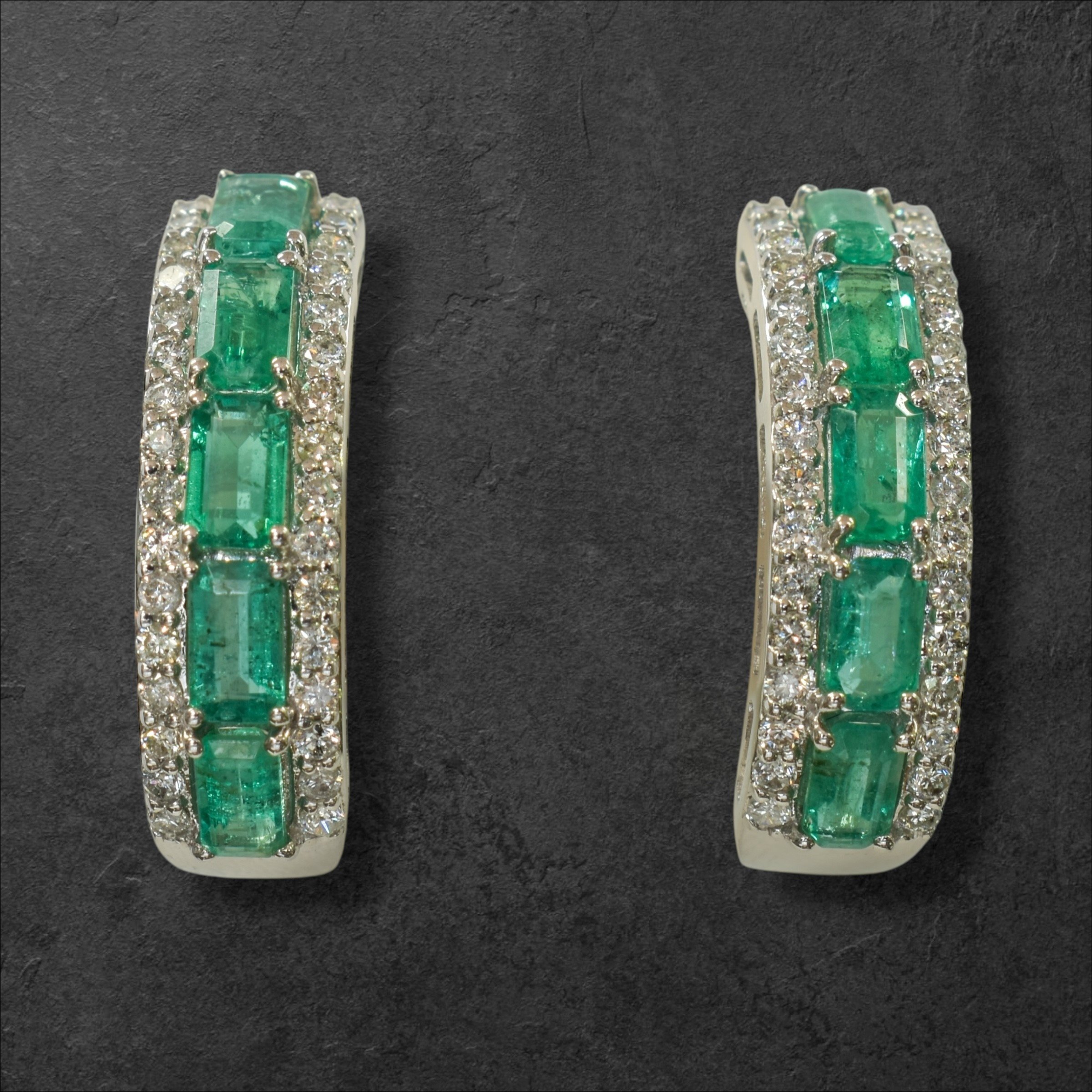 Emerald Omega Back Earrings