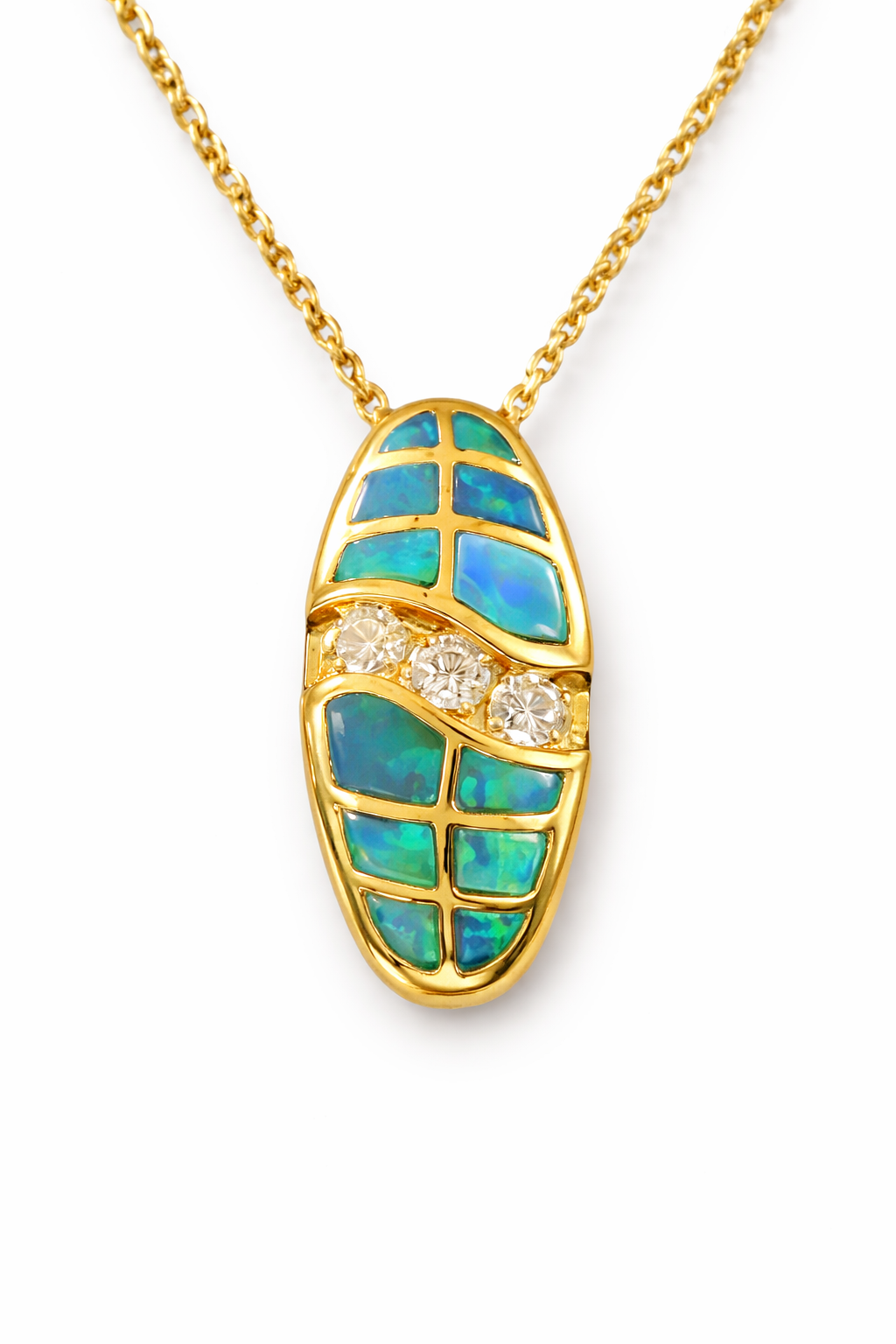 Opal & Diamond Inlay Necklace