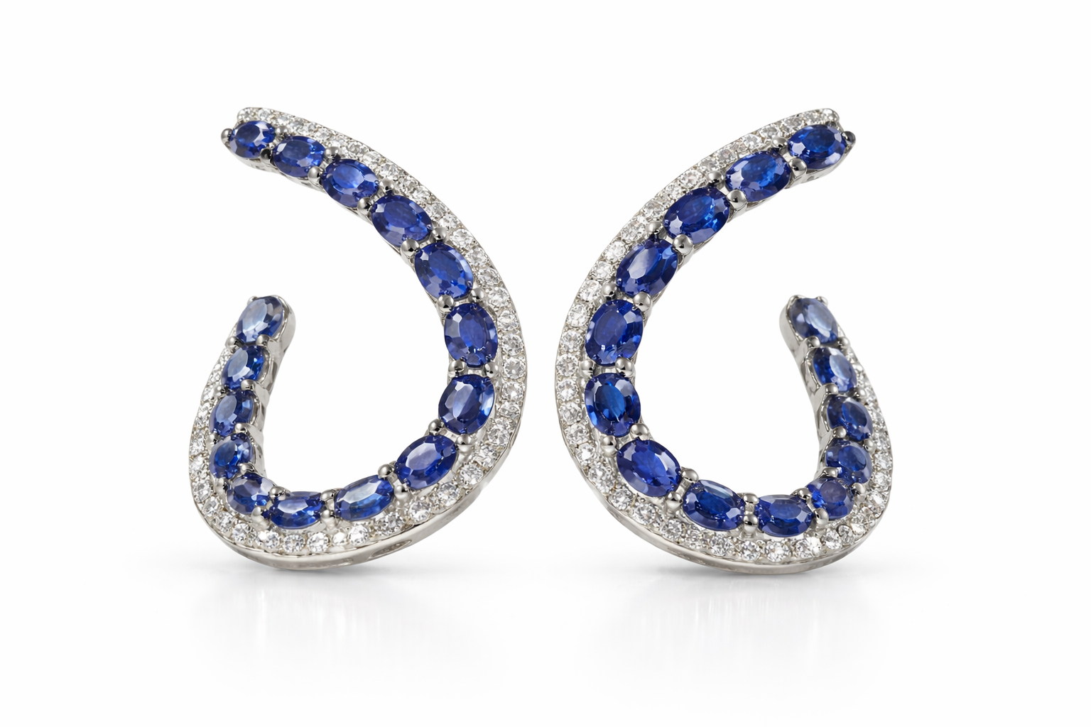 Sapphire & Diamond Twist Post Back Earrings