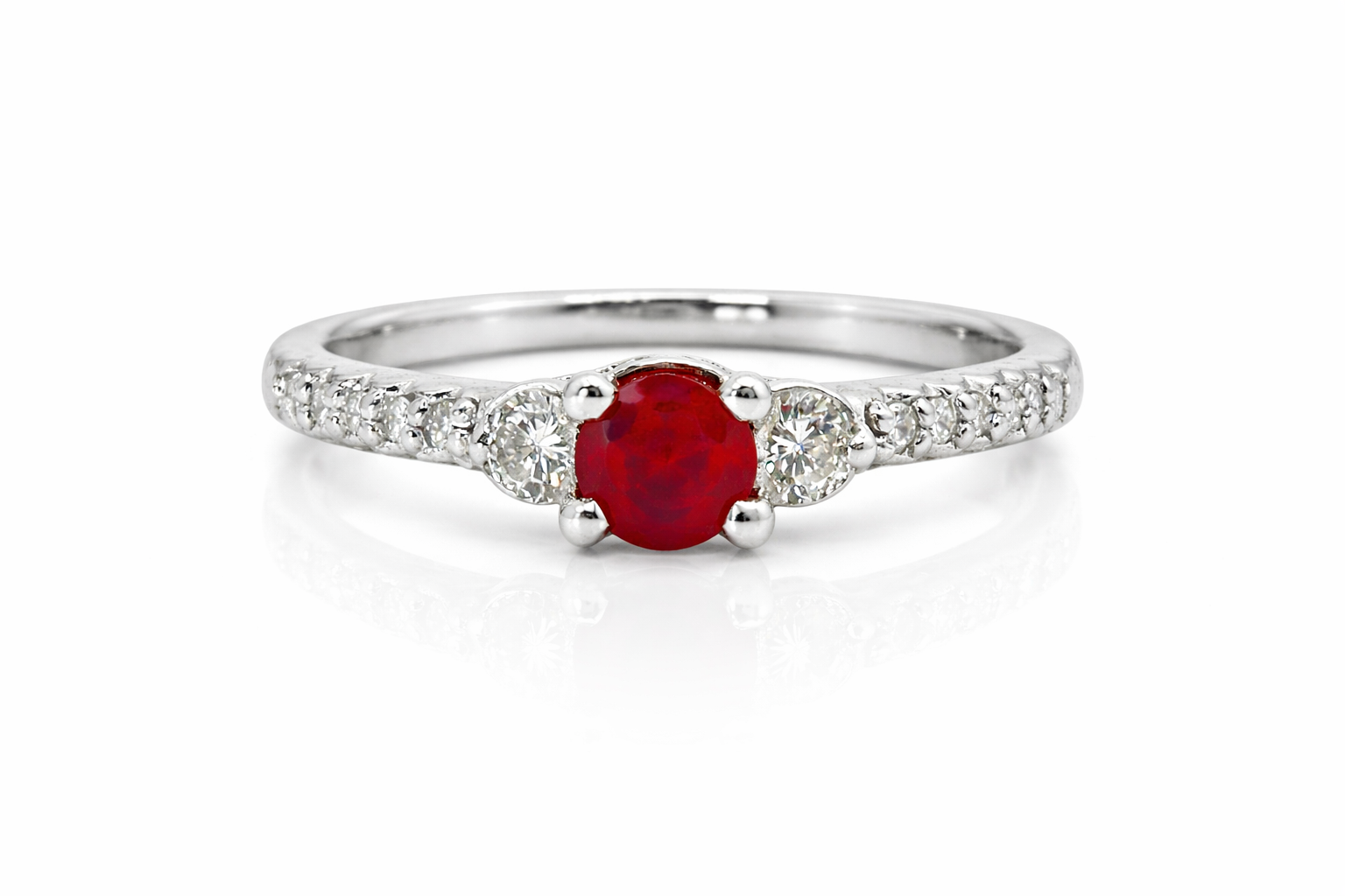 Ruby w/Hidden Halo & Side Diamond Ring
