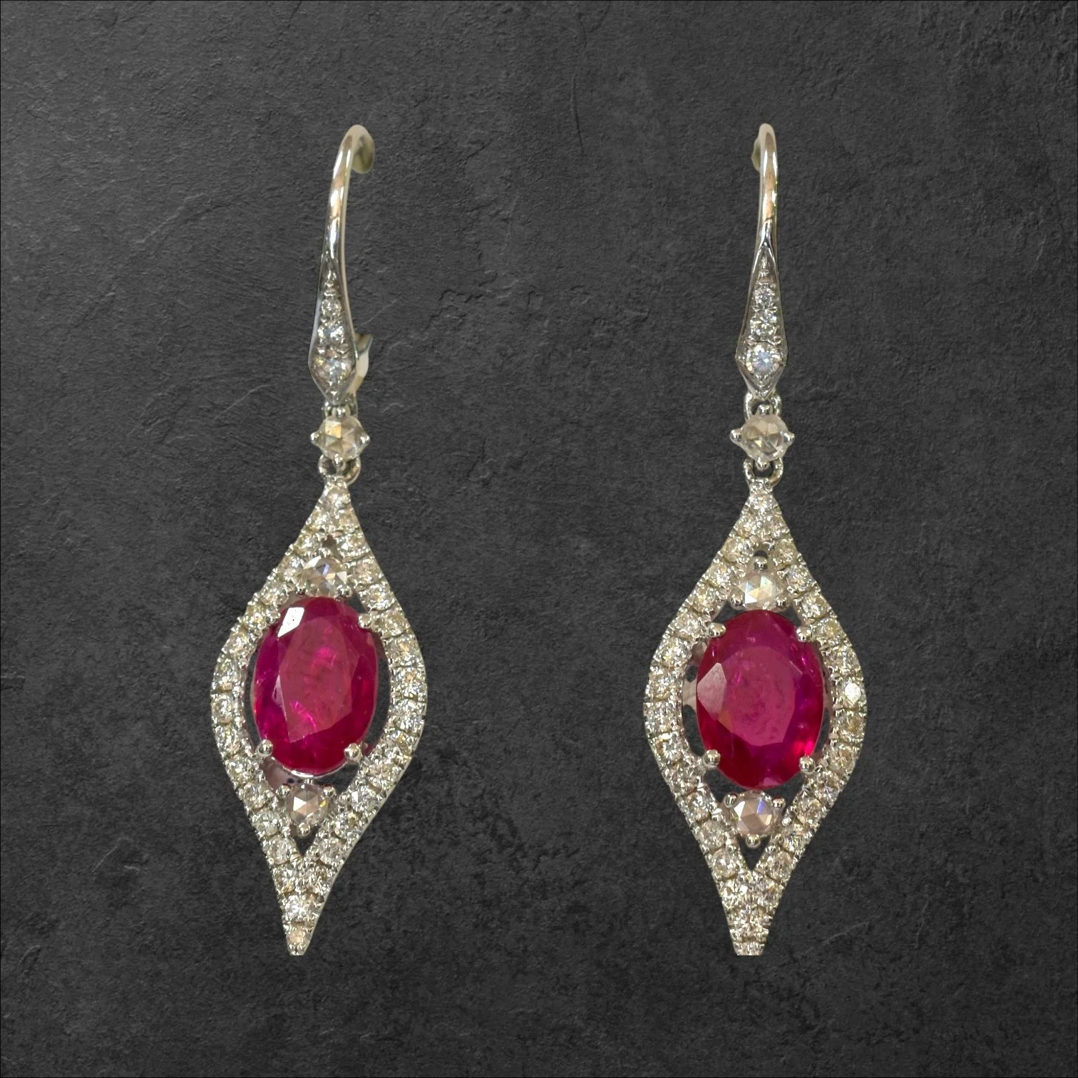 Ruby Halo Dangle Earrings