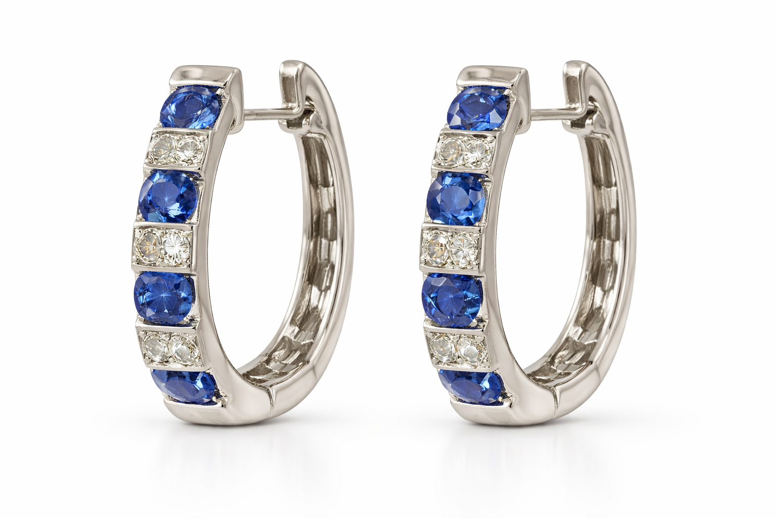Sapphire & Diamond Hoop Earrings