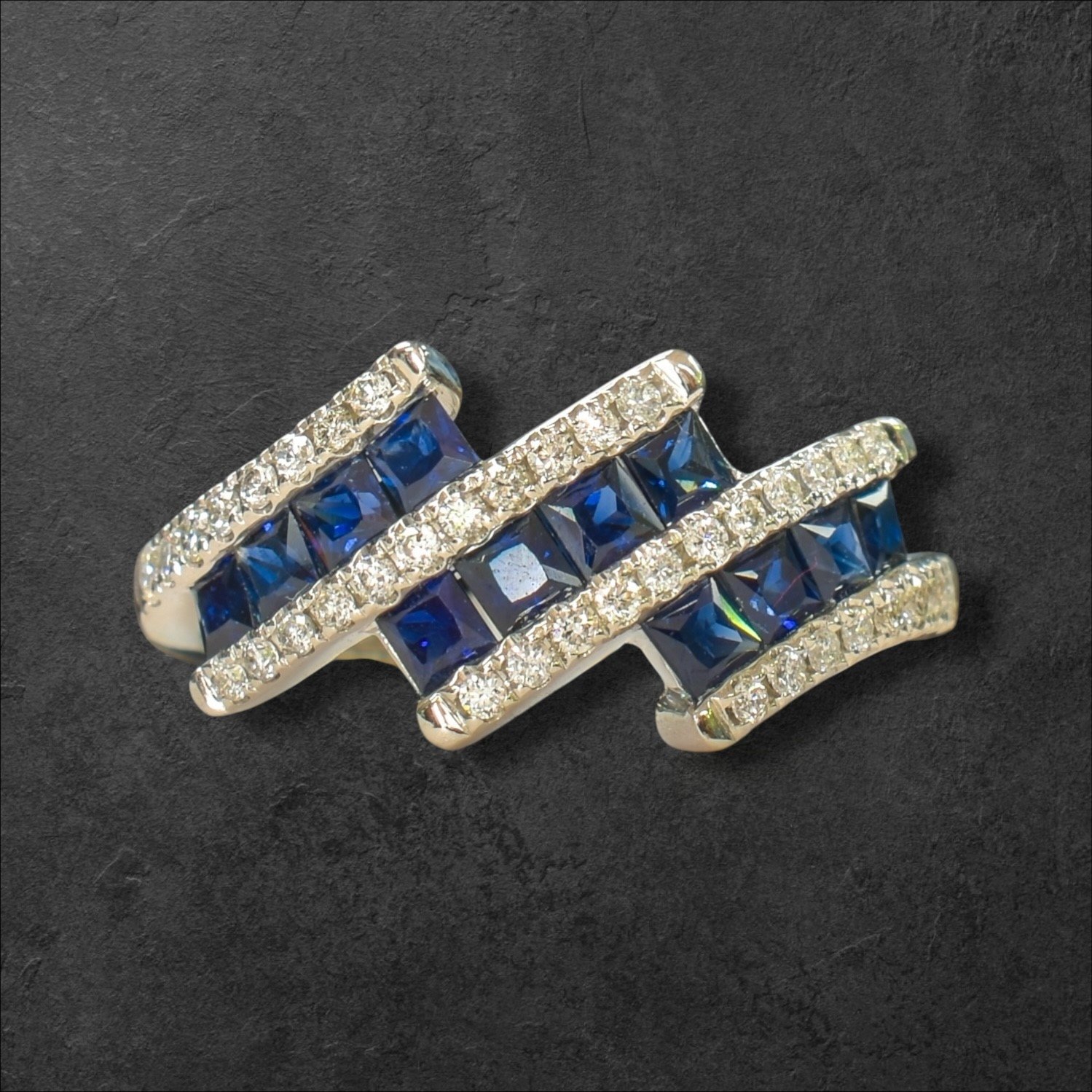 Sapphire & Diamond Triple Bypass Ring