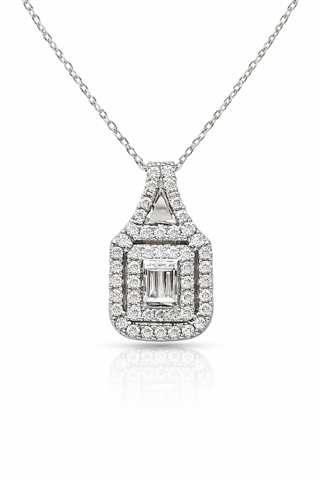 Square Halo Pendant Necklace