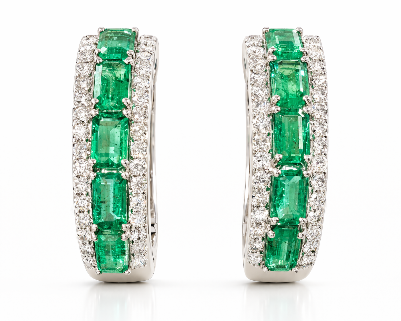 Emerald Omega Back Earrings
