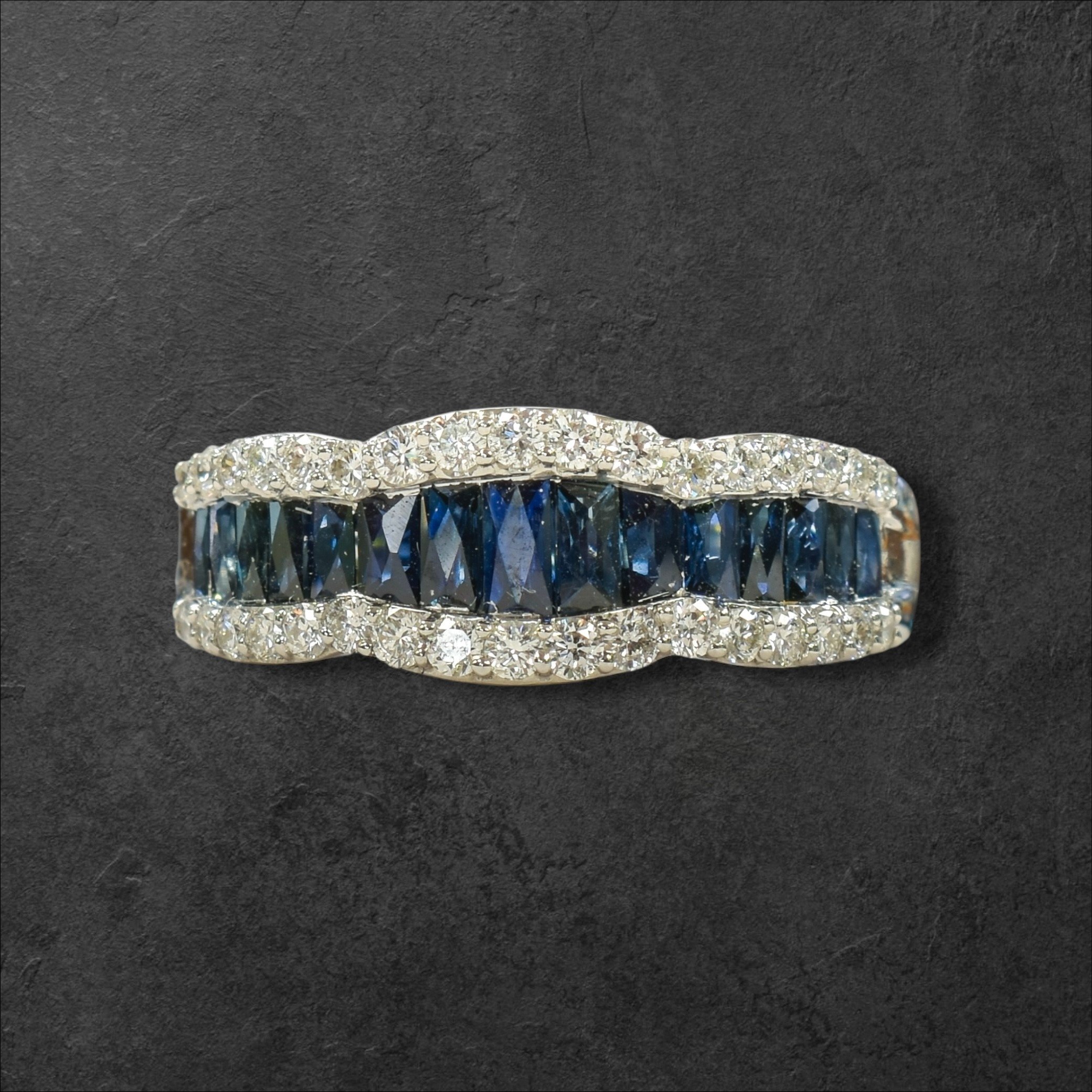 Channel set Sapphire & Diamond Ring