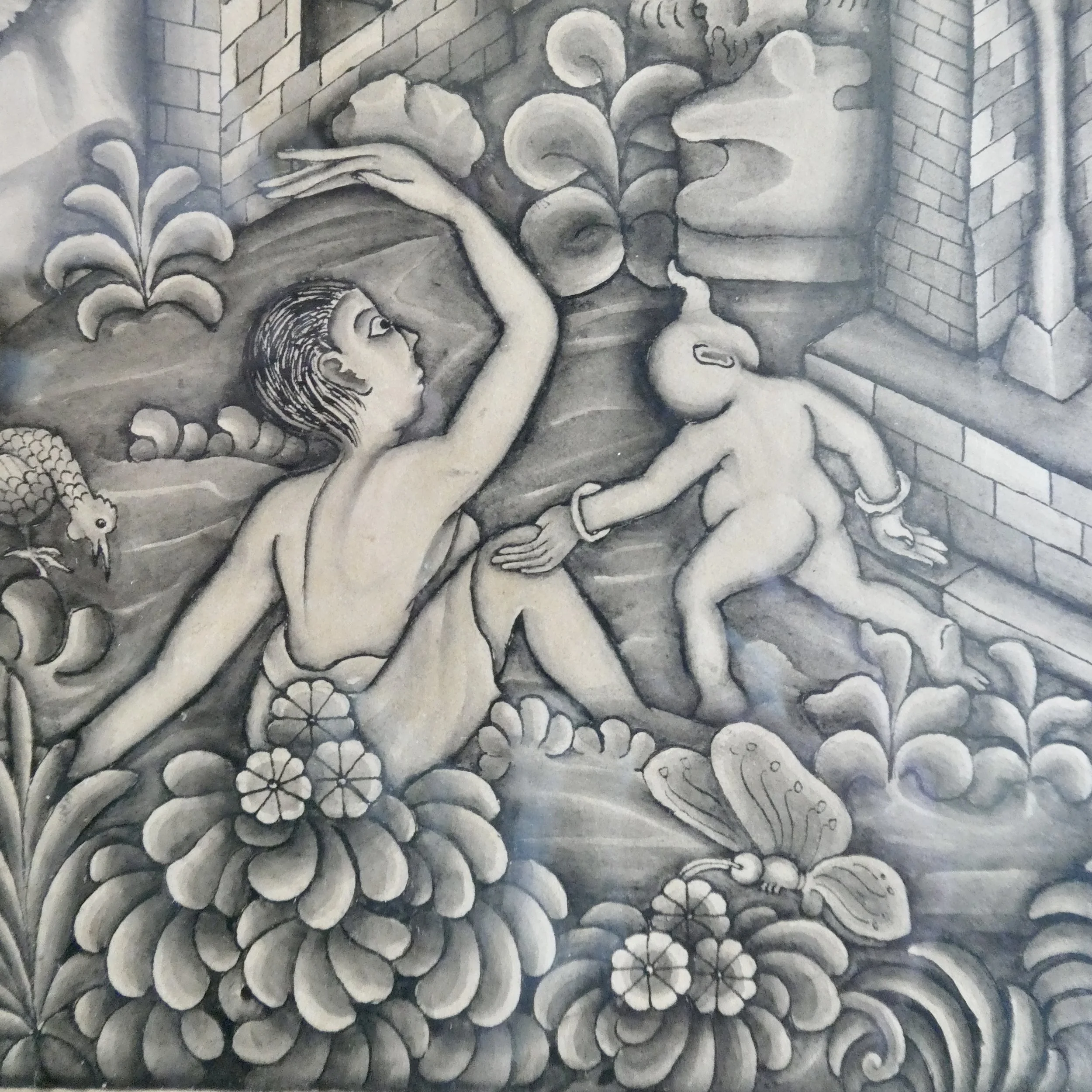 Bali Drawing, Mythological Scene