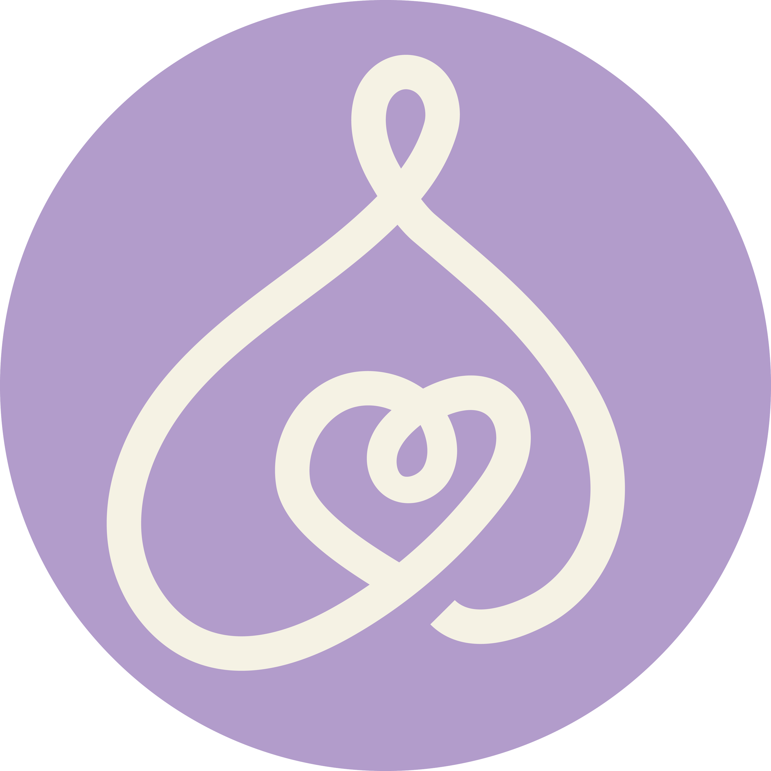 Logotipo de color lila y blanco con una roseta en el centro y un círculo alrededor.
