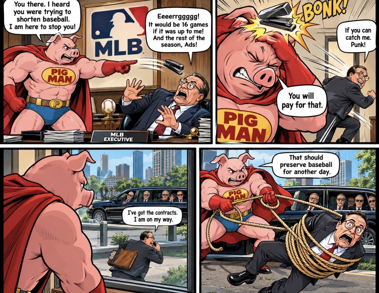 Pig Man Fights for the Survival of Baseball