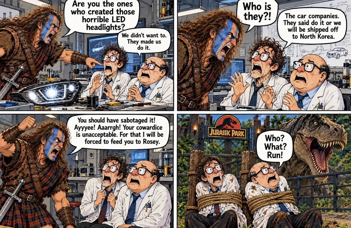 William Wallace Confronts Engineers Who Invented Led Headlights