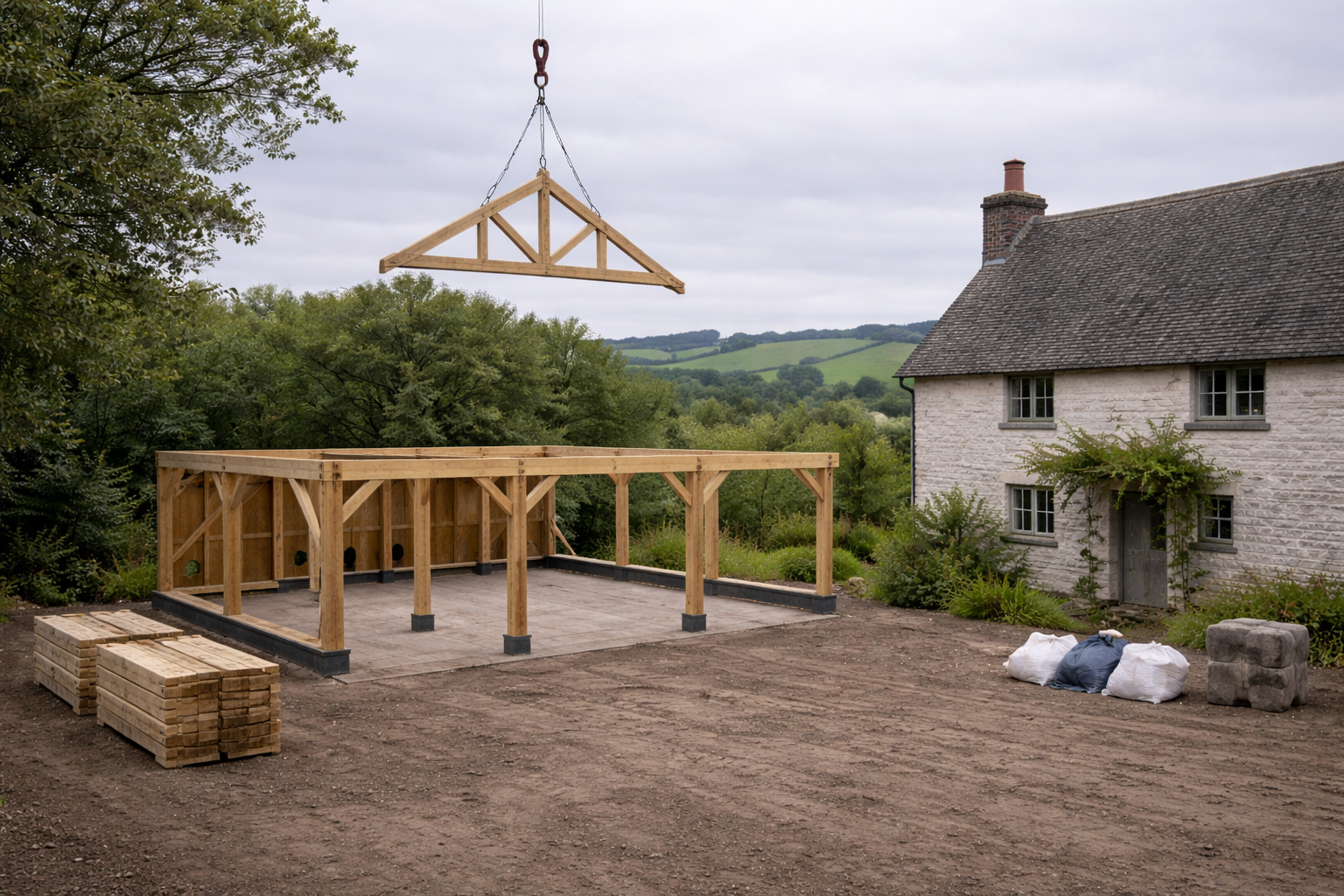 How an Oak Frame Garage Is Built (Step-by-Step in Devon)