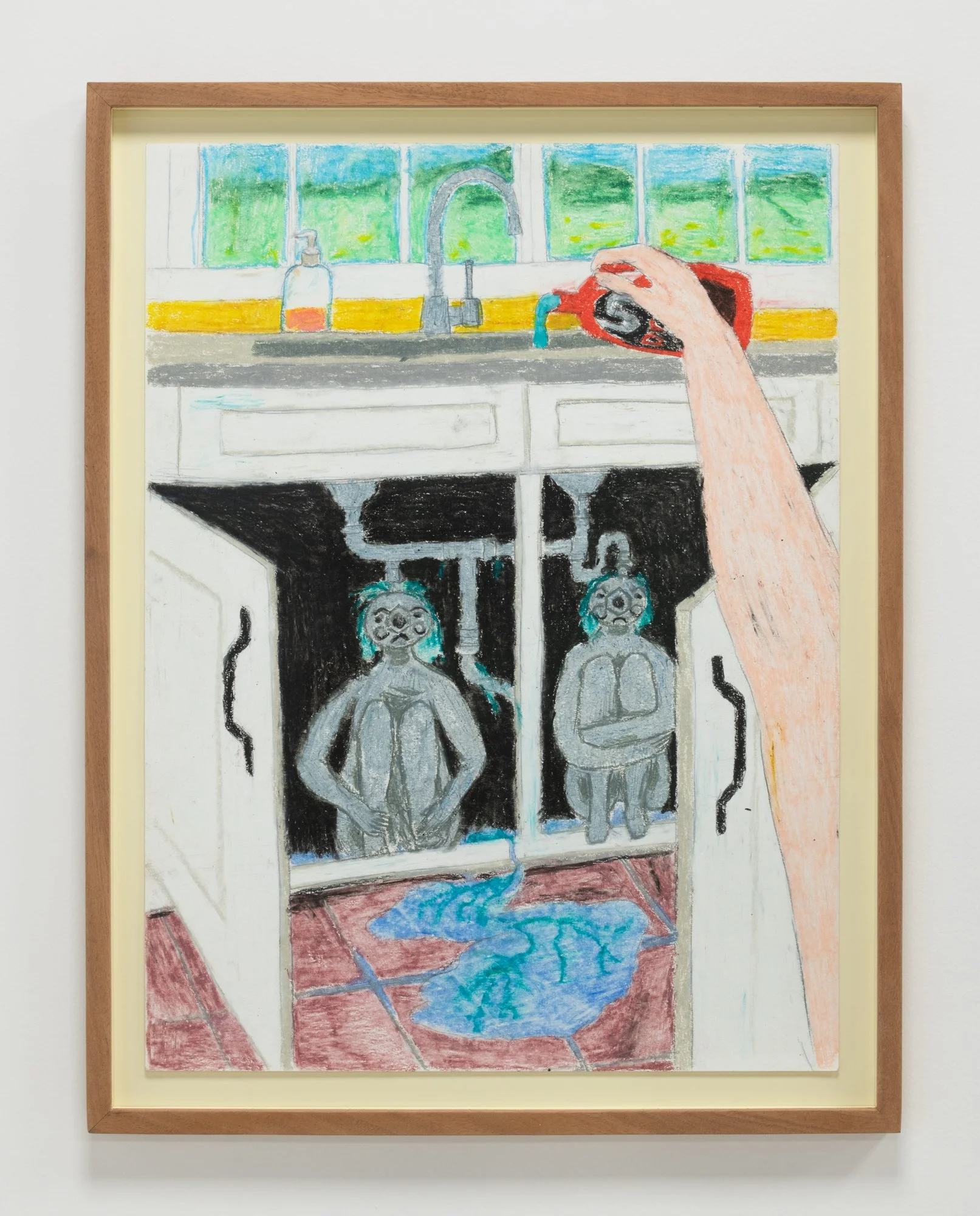 Nick Payne, Stubborn Clogs, 2023, Oil pastel on paper, 24 x 18 in