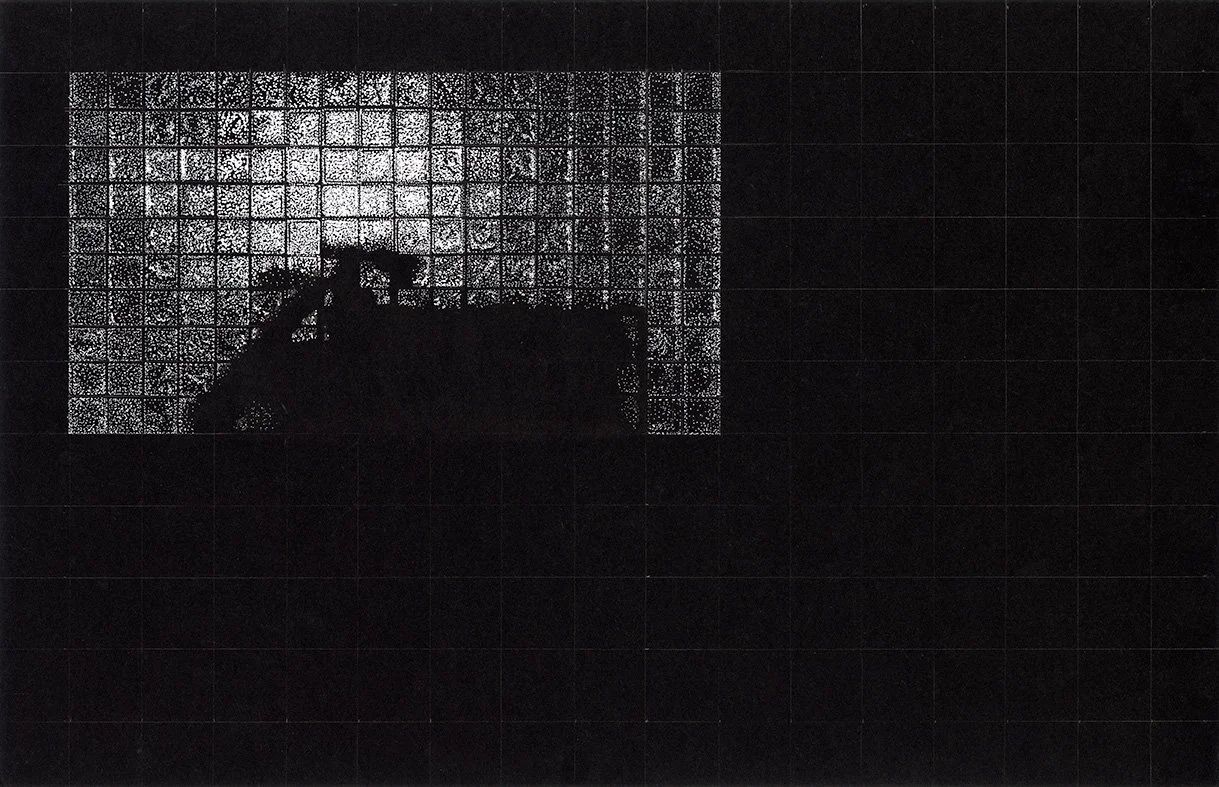 Shanti Grumbine, Floating Window #2, gel pen on black paper, 11x17 inches, 2023