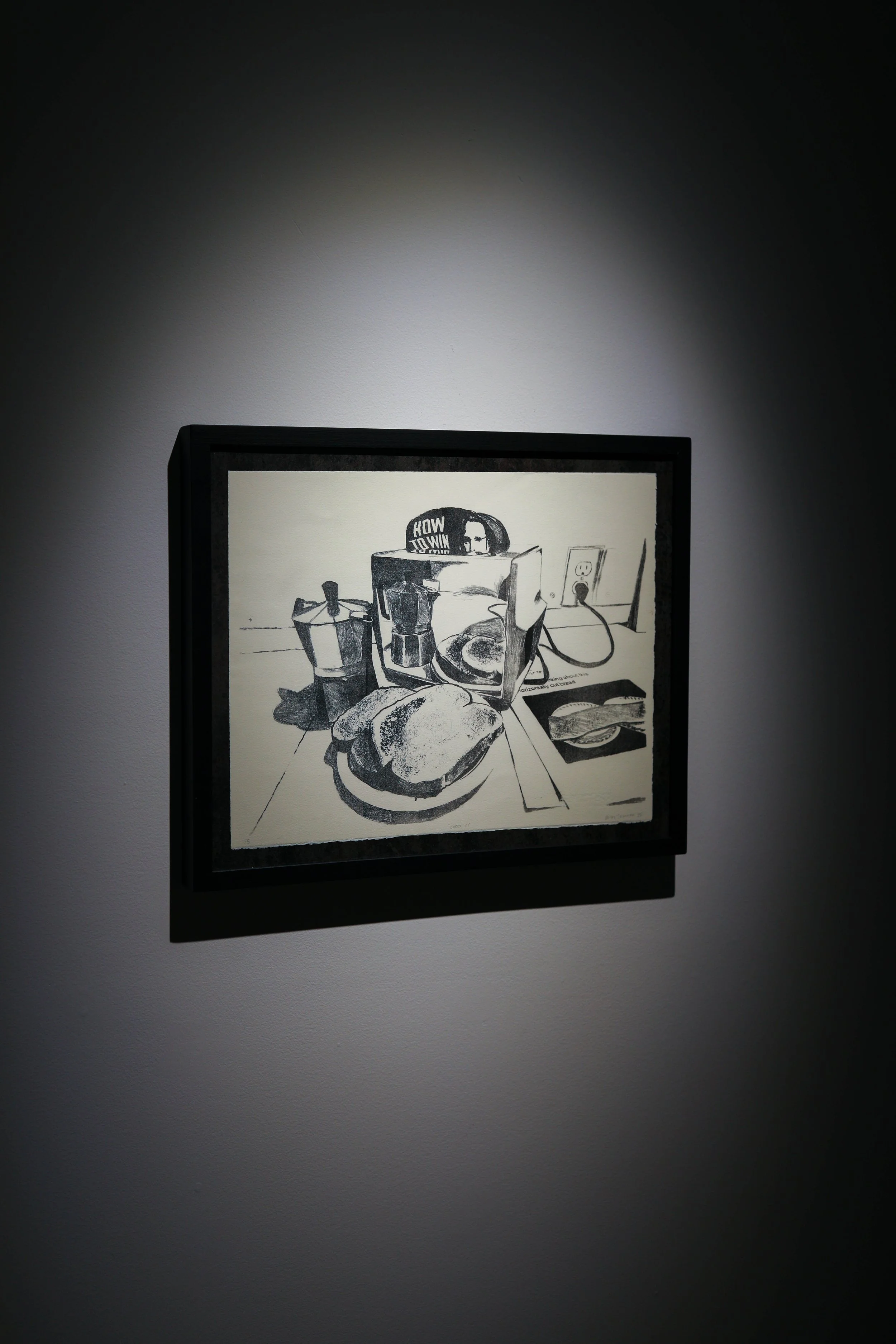 Becky Sellinger, Codex 01 (How to Win), 2025, stone lithograph on paper, 17 x 21 (framed), edition of 5

photo credit: Theo Cote