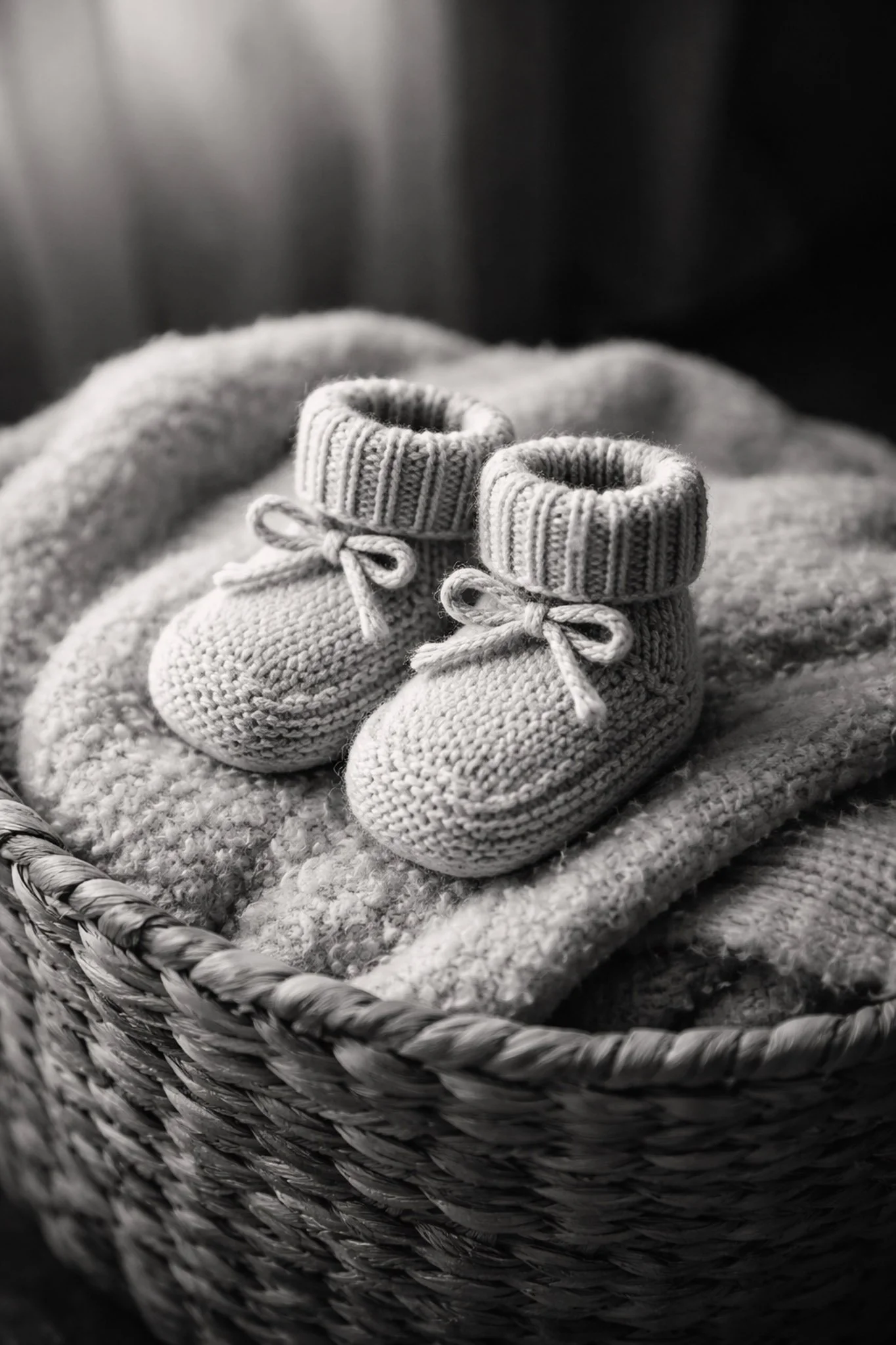 chausson bébé photo N&B