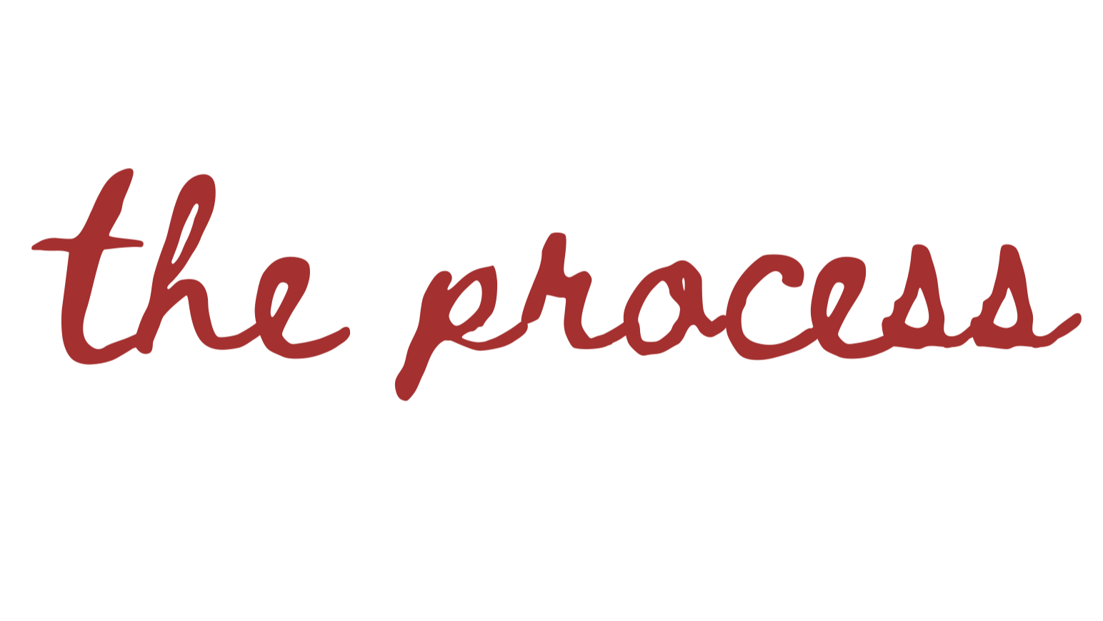 The logo features the text "the process" in lowercase, with "the" in smaller, light-colored font above the larger, cursive "process" written in dark red.