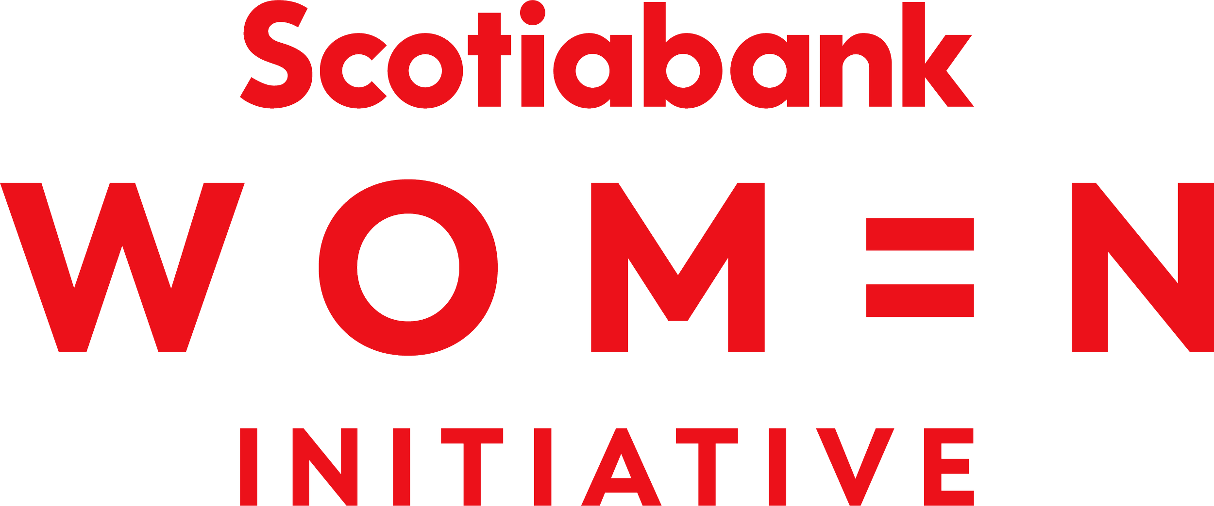 Scotiabank Women, spelled with the E as an equals sign, Initiative logo in red font