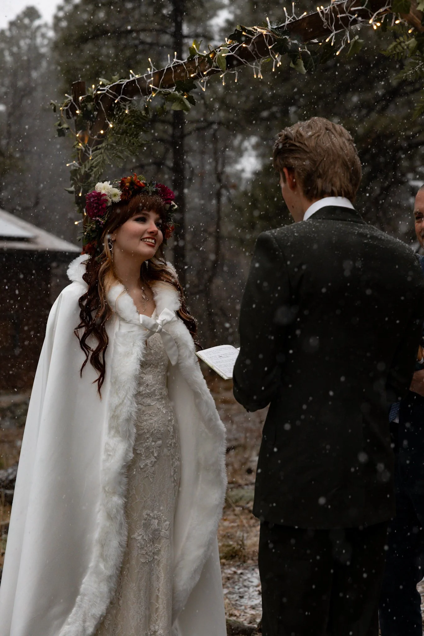 Snowy cabin wedding- Flagstaff AZ