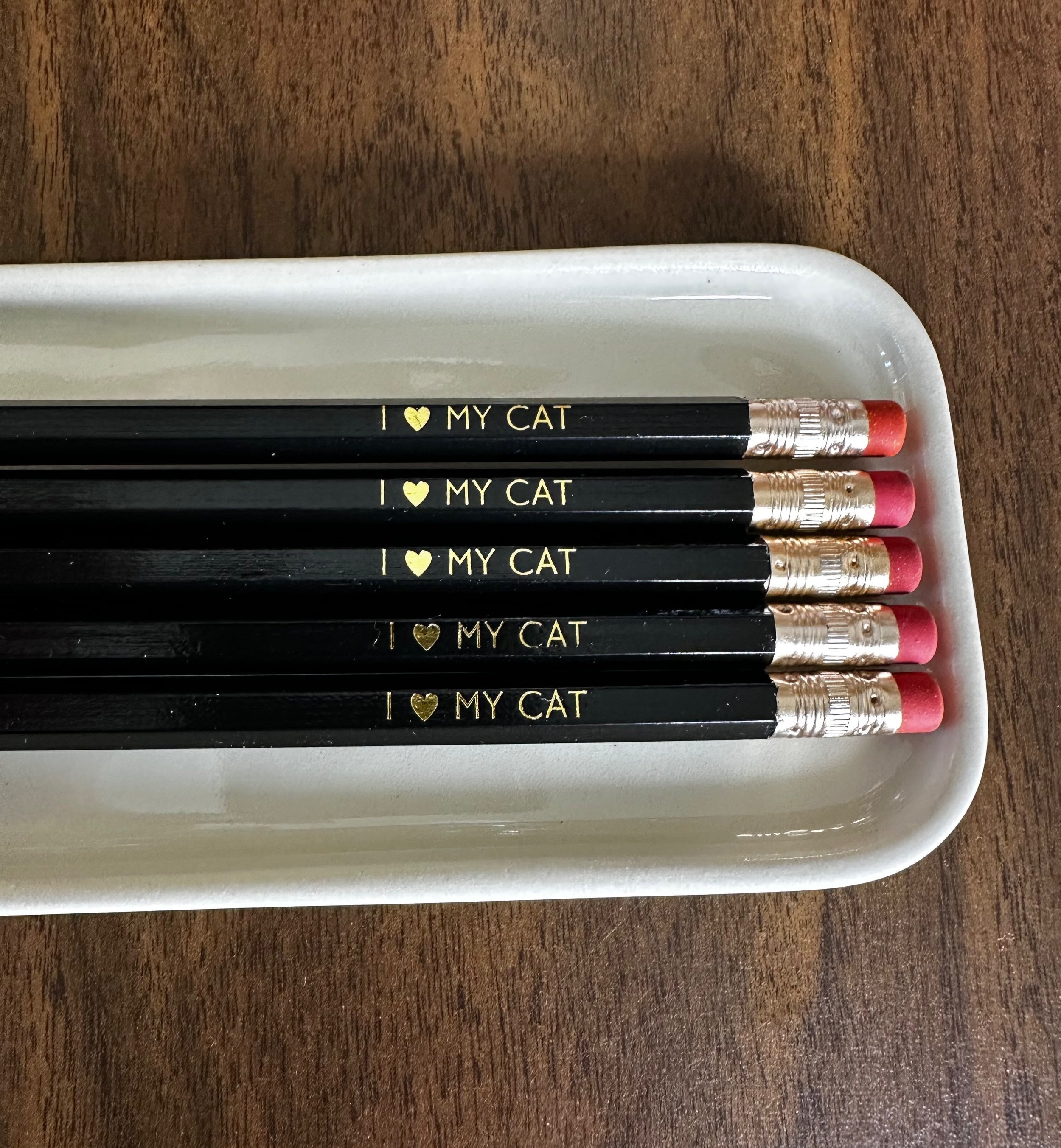 I Love My Cat Pencils-Black and Gold