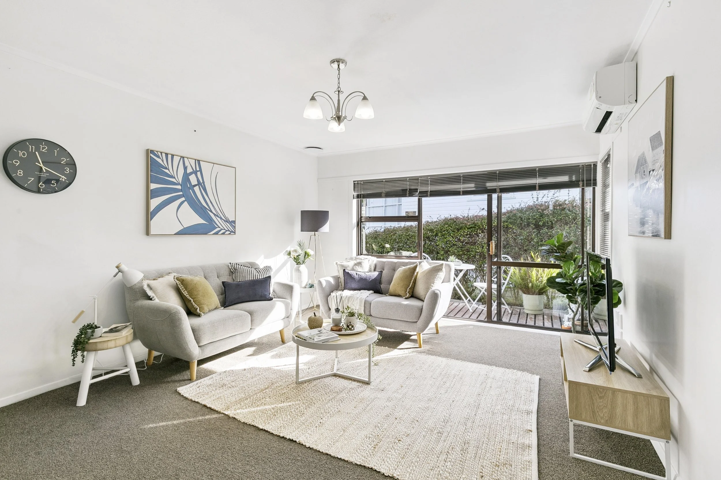 Coastal style lounge setting.