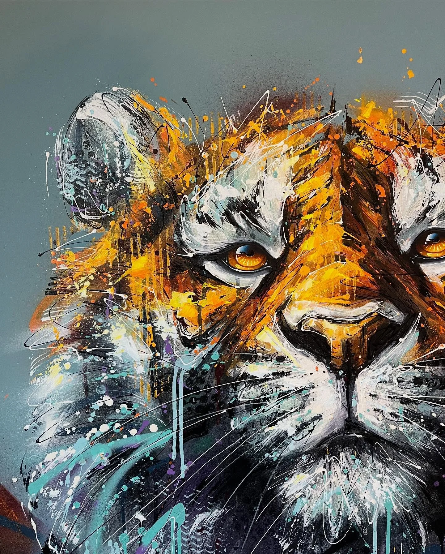 🐅 A commissioned original of my limited edition print of &lsquo;Sasha&rsquo;.
Though I try to get it as close as possible to the commission brief, with my energetic style and techniques it is impossible for it to be perfectly identical. 
Every origi