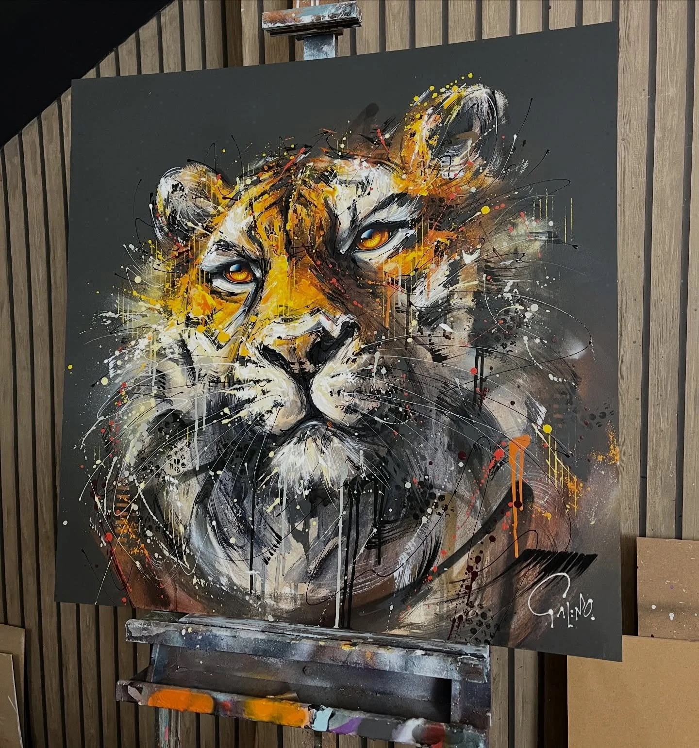 &lsquo;Storm&rsquo; 
First painting back, straight in there with my favourite animal to paint to get warmed up. 
76x76cm