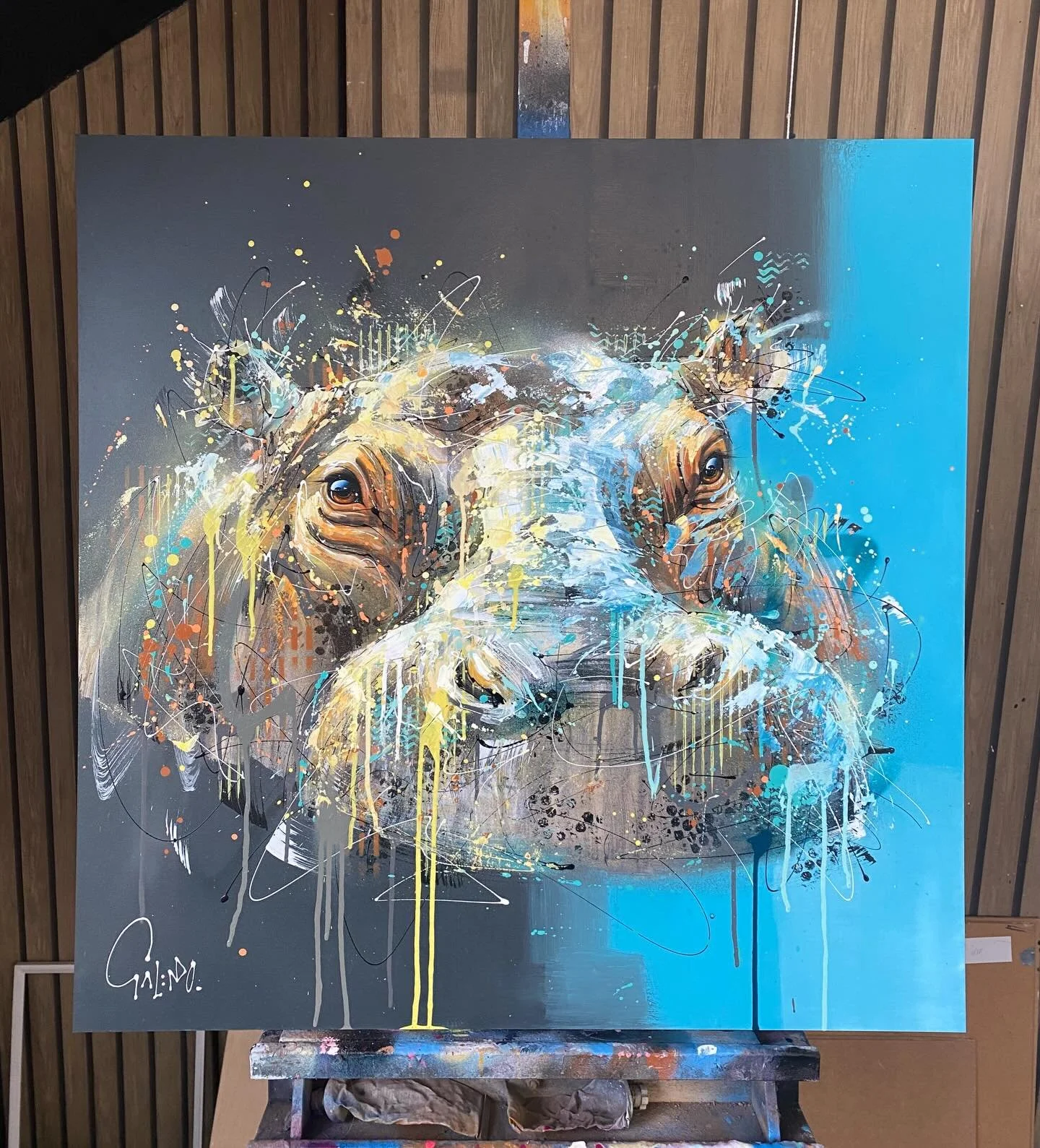 Something a little different but love how this hippo turned out! 
.
.
 #hippopainting #hippopotamus #hippolife❤️ #wildlifeart #ukart