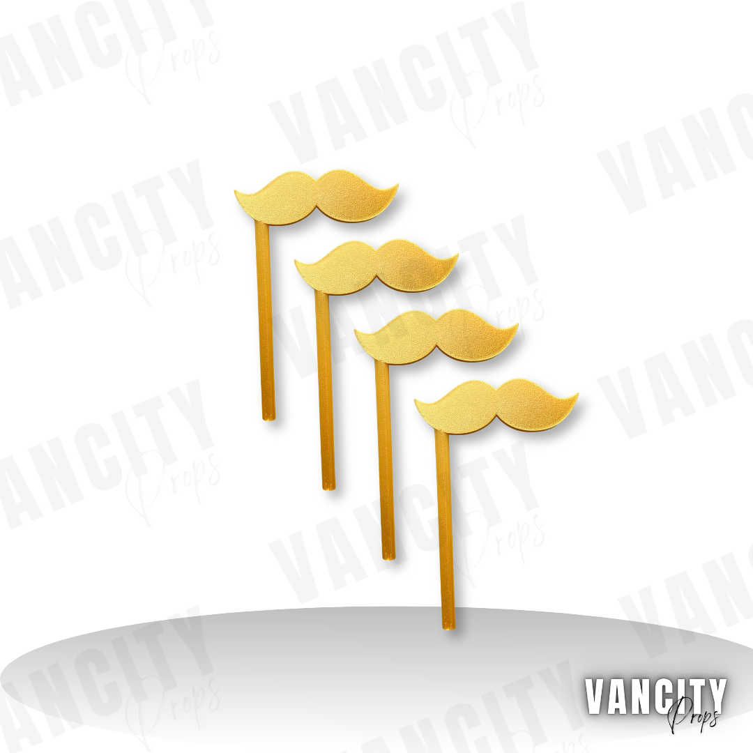 Classic Gold Mustache Stick Prop