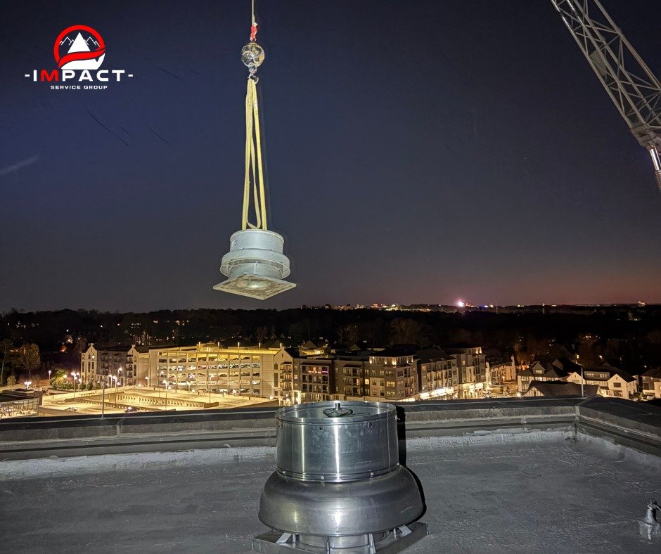 When the job calls for precision, planning, and teamwork, IMPACT gets it done.

This rooftop lift is part of the work we do to keep commercial buildings operating safely and efficiently. From ventilation upgrades to full mechanical replacements, our 