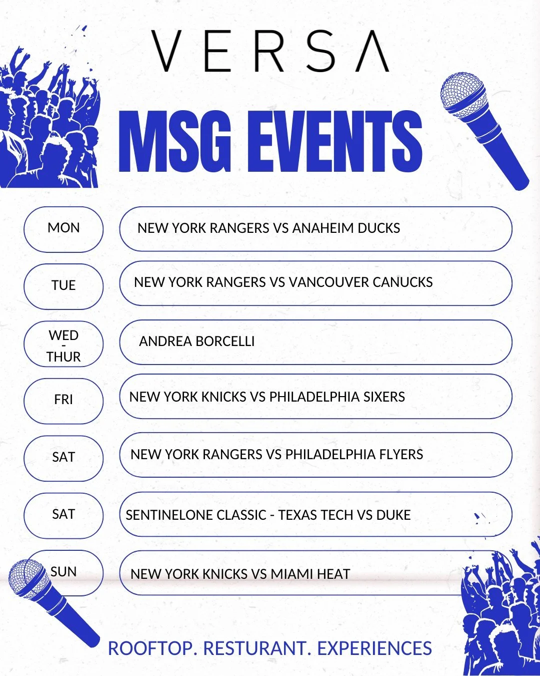 It's all hoops &amp; hockey this week!

Stop by VERSA and get in the game-day spirit before the Knicks, Rangers, and college basketball take the floor🏀 🏒