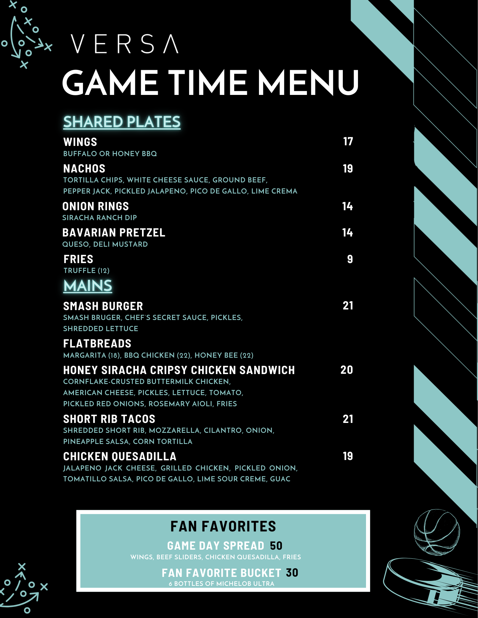Game Time Menus — VERSA