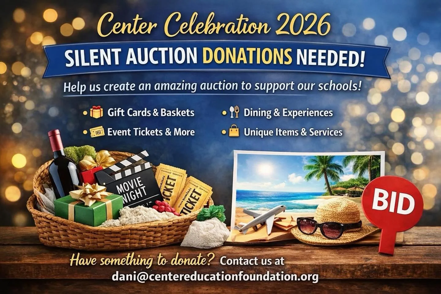 ✨We&rsquo;re building something special &mdash; and we need your help!✨

The Center Celebration 2026 silent auction is coming together, and we are currently seeking donations to make it a success. Every item donated helps raise critical funds that su