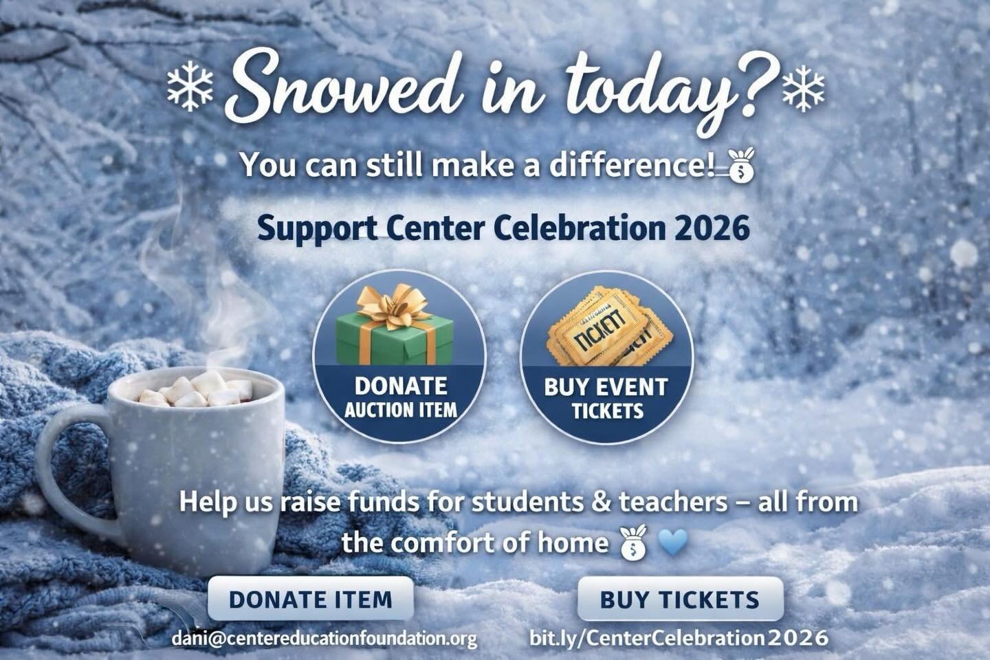 ❄️ Snow day logic:
If I&rsquo;m already stuck inside, I might as well accomplish one thing.

So while you&rsquo;re avoiding the roads and pretending you&rsquo;ll shovel &ldquo;later,&rdquo; here&rsquo;s an easy win:

🎟️ Grab a ticket to Center Celeb