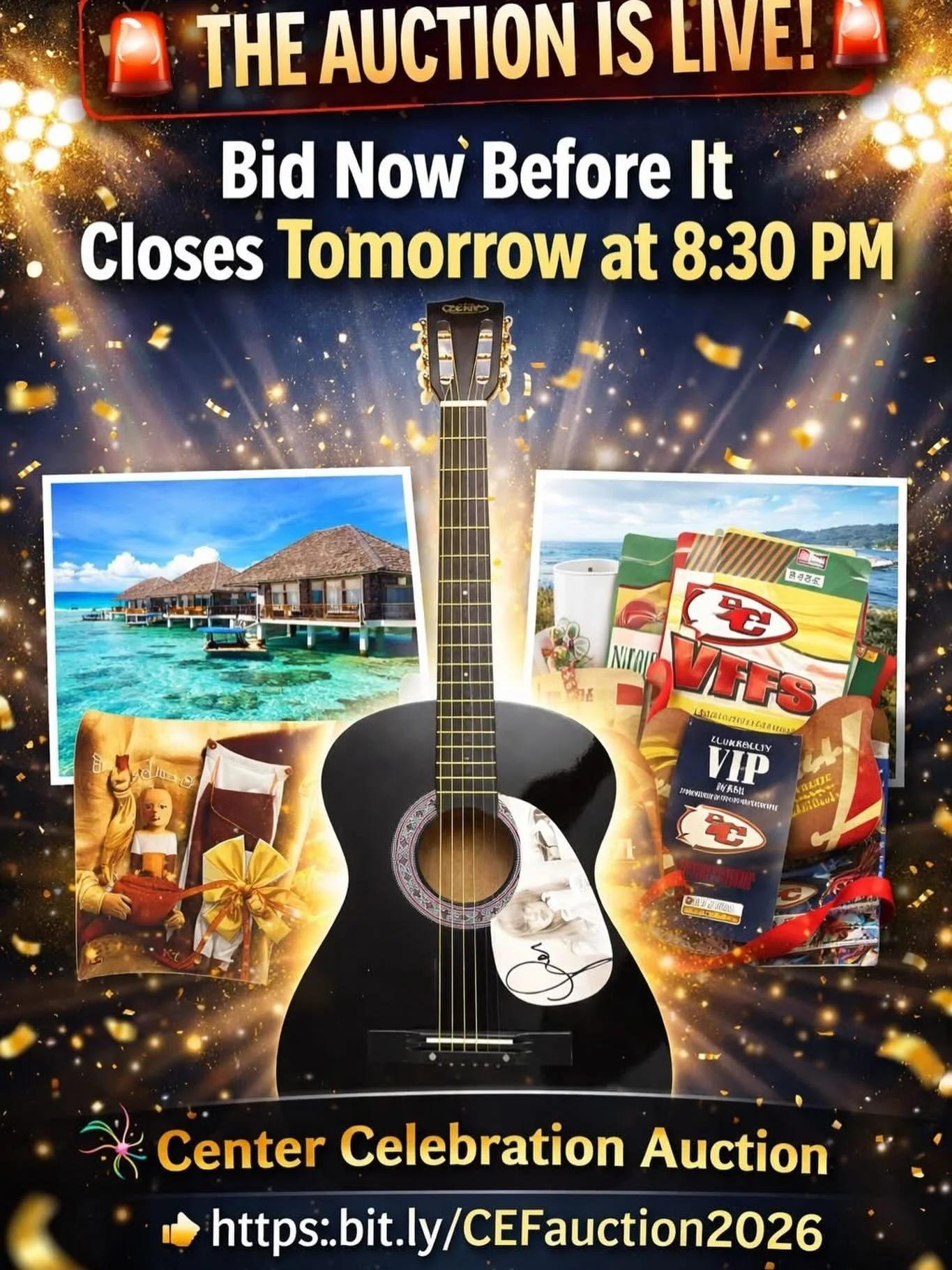 🎉 THE MOMENT IS HERE! 🎉

The Center Celebration Auction is officially LIVE &mdash; and some of the most exciting items we&rsquo;ve ever offered are already getting bids!

From exclusive experiences and luxury packages to one-of-a-kind memorabilia a
