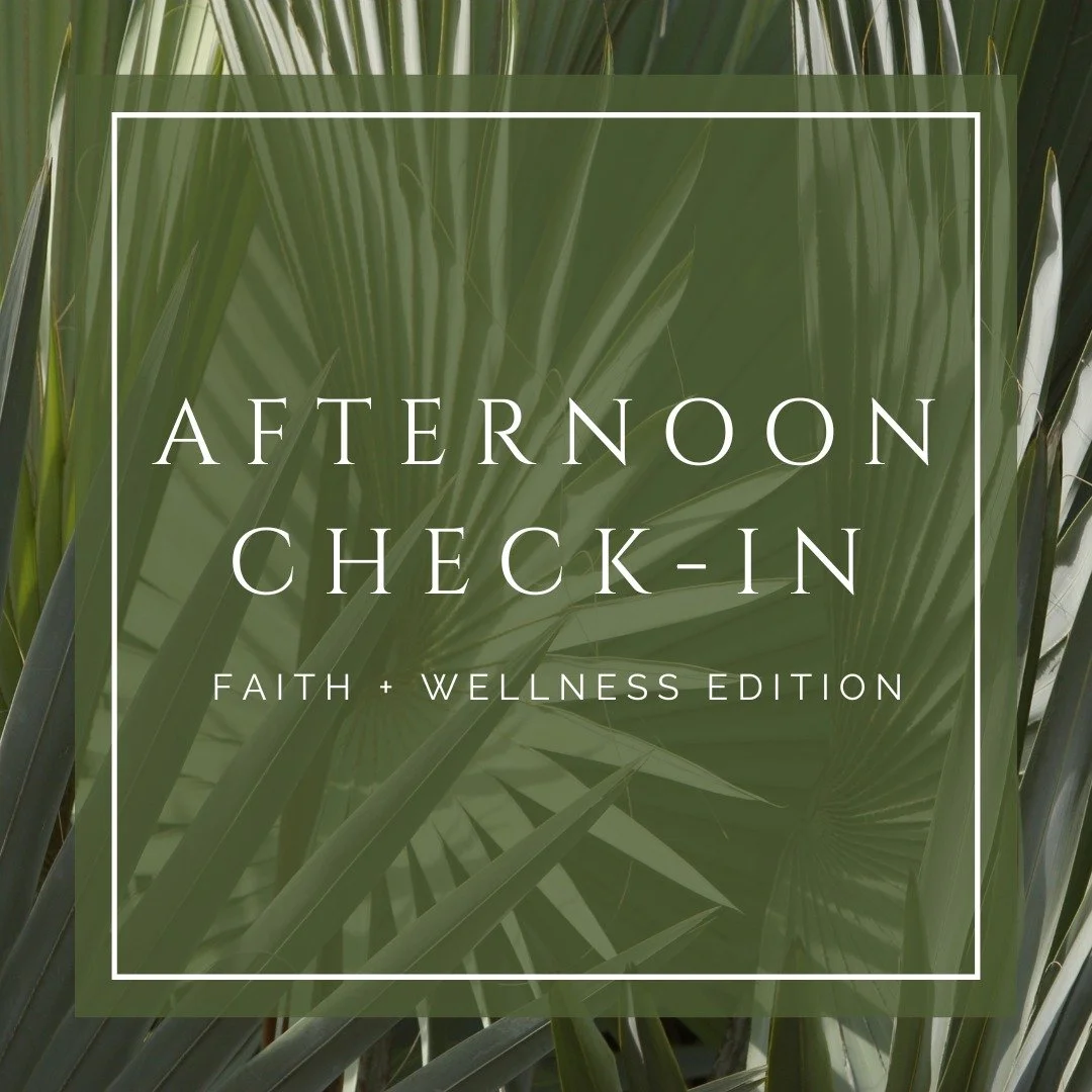 It&rsquo;s midday! Let&rsquo;s do a quick heart + body reset:

Have you hydrated today?

Took a moment to pray?

Spoken a kind word over yourself yet?

Are your shoulders up to your ears? (Roll them back, y'all.)

Wellness isn&rsquo;t all baths + tea