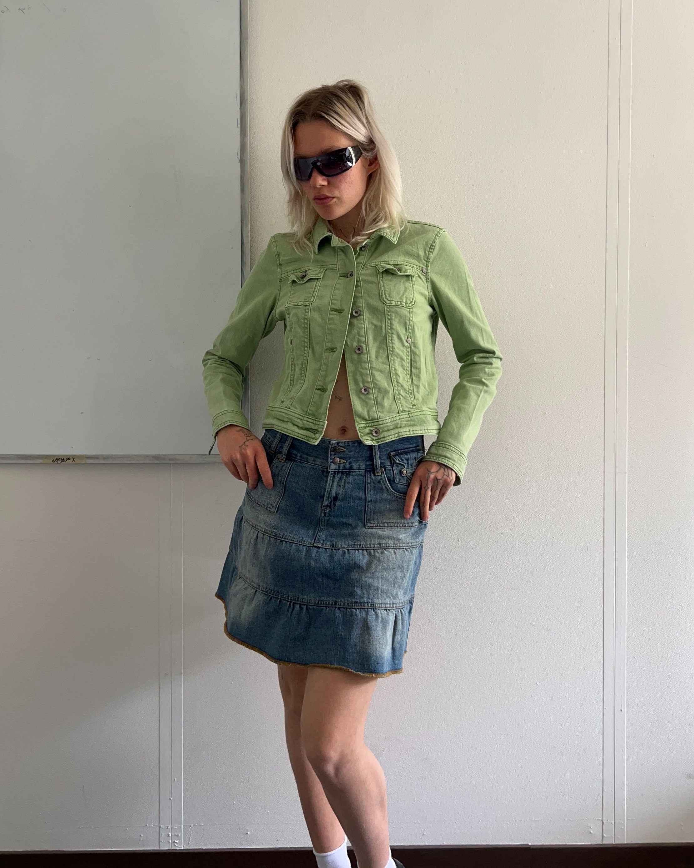 2000's Green denim jacket