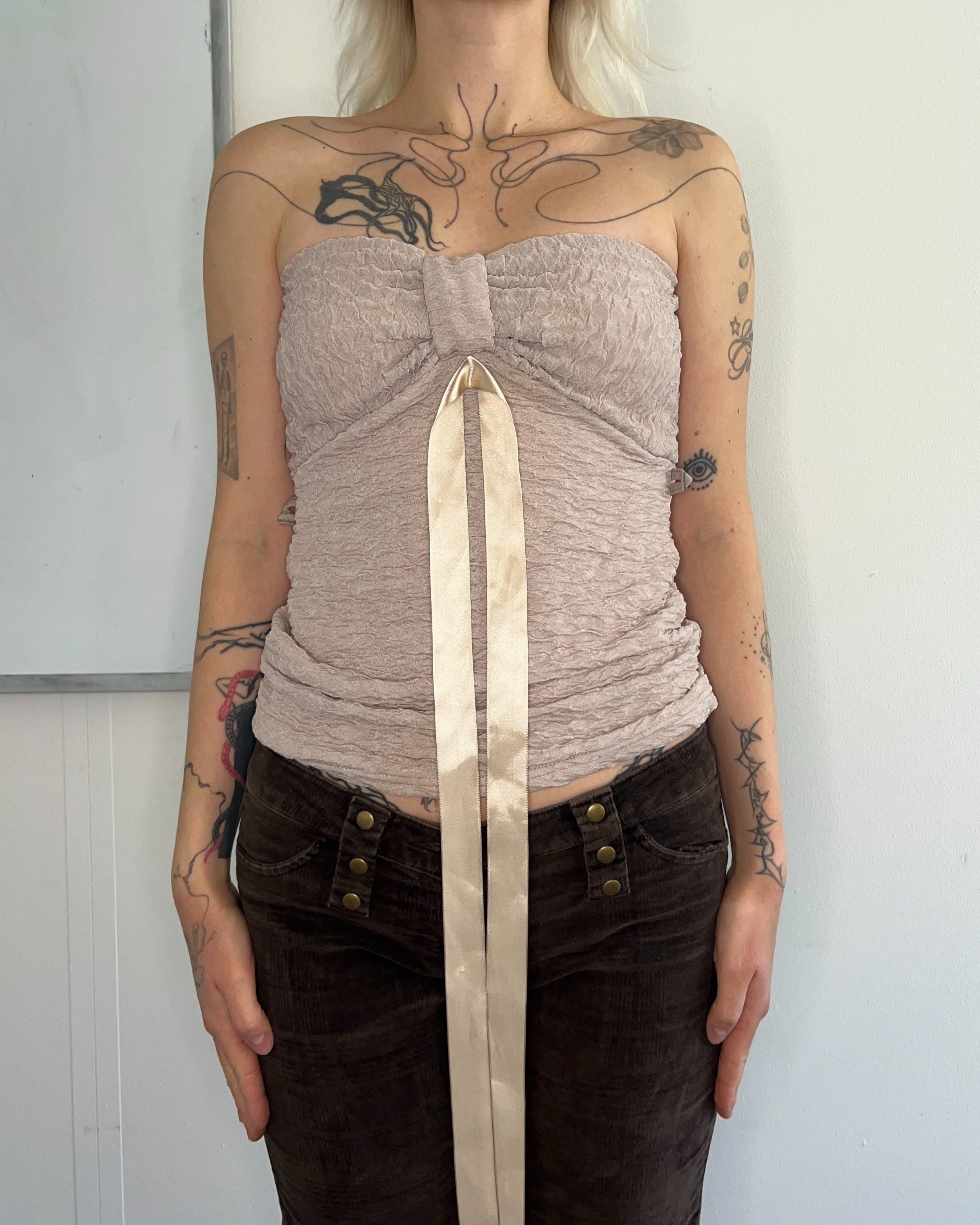 Vintage off shoulders beige top