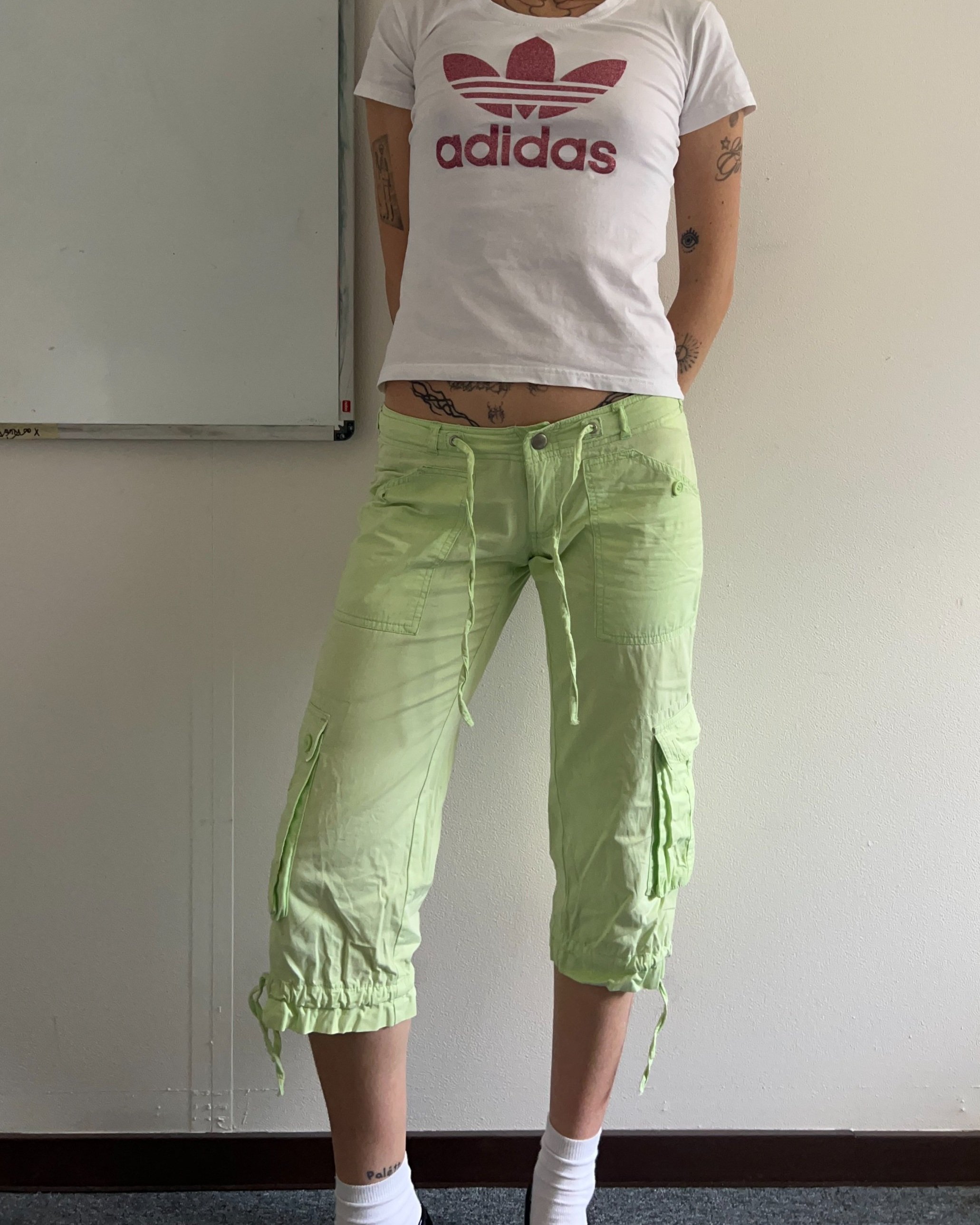 2000's light Green cargo capri pants