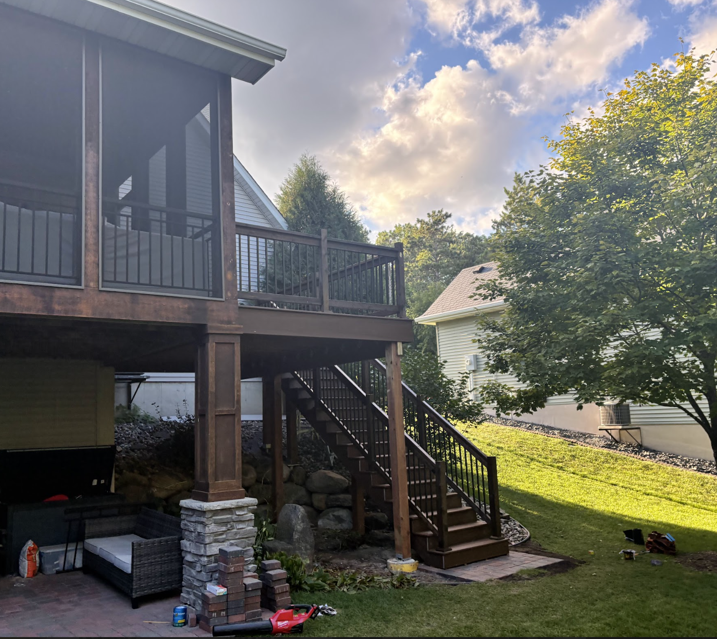 After deck addition to three-season porch in Eagan MN