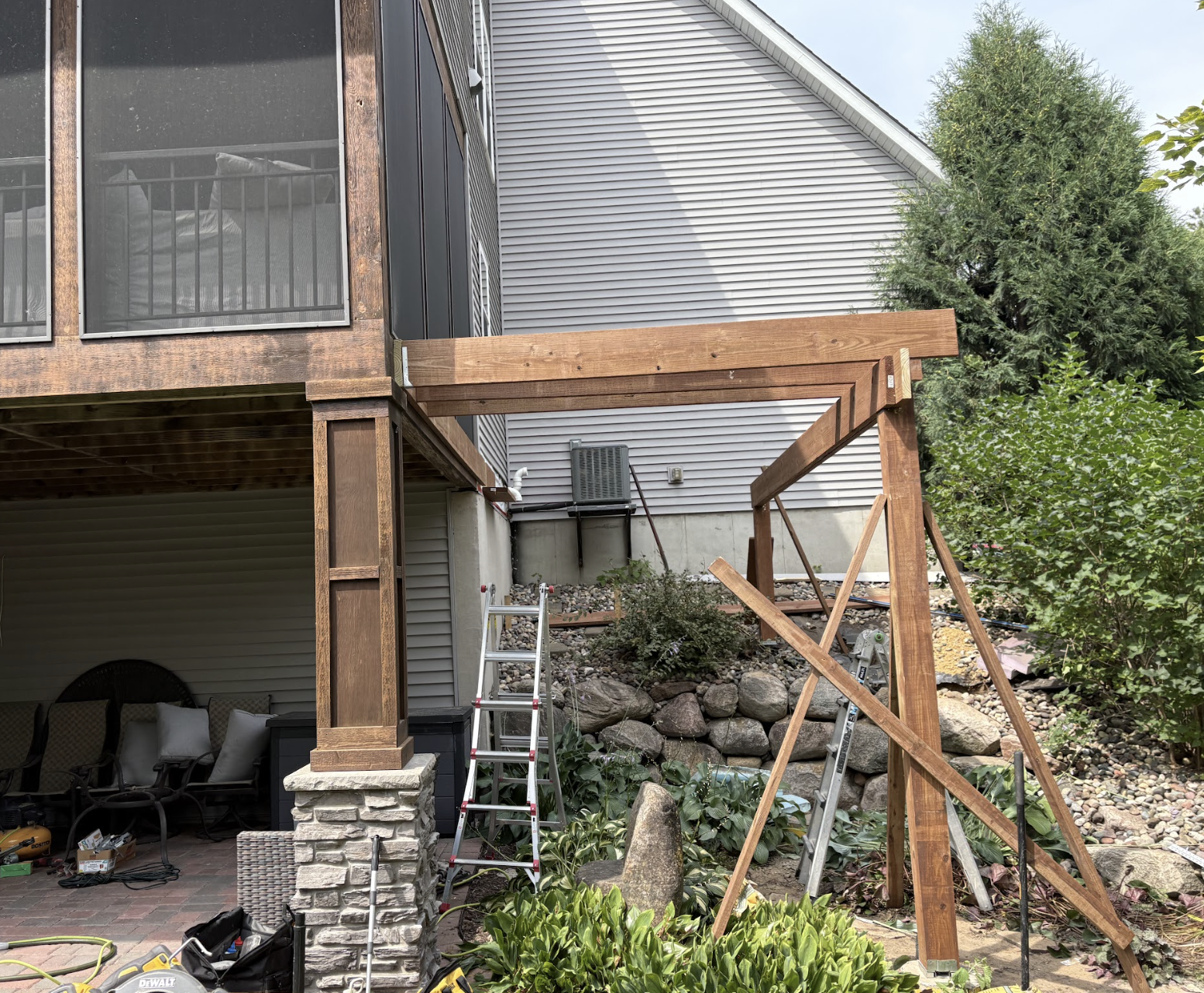 During deck addition to three-season porch in Eagan MN