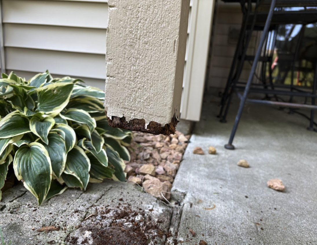 During deck post repair in Eagan, Minnesota