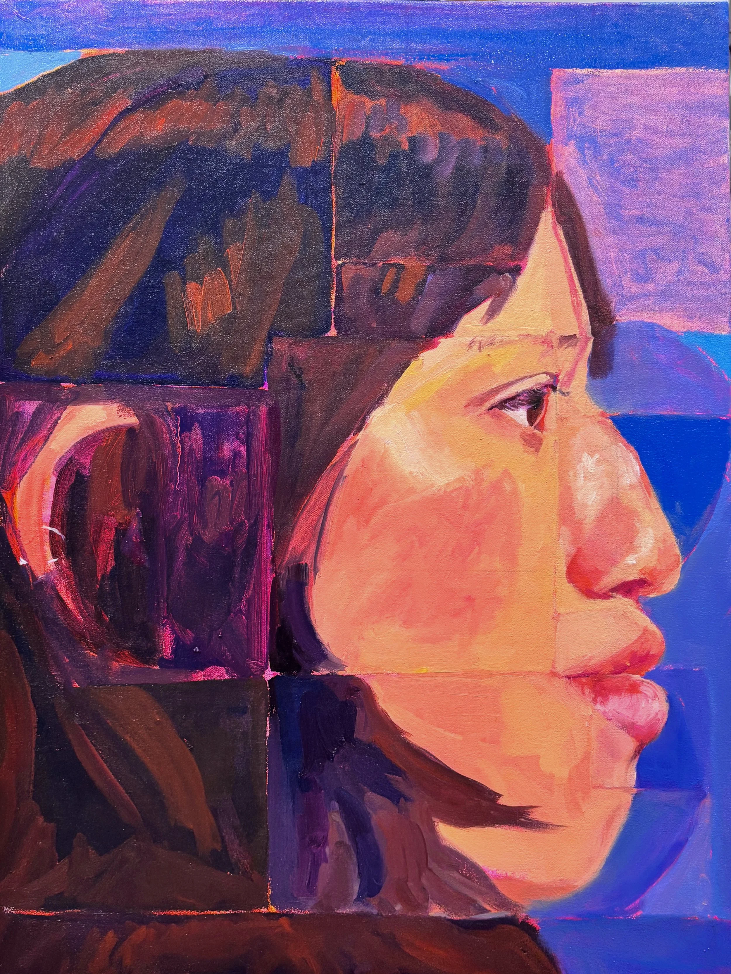 Harmonizing My Face Using the Power of Eastern Philosophy and Math, 2025, Oil on Canvas, 18 x 24 in / 46 x 61 in