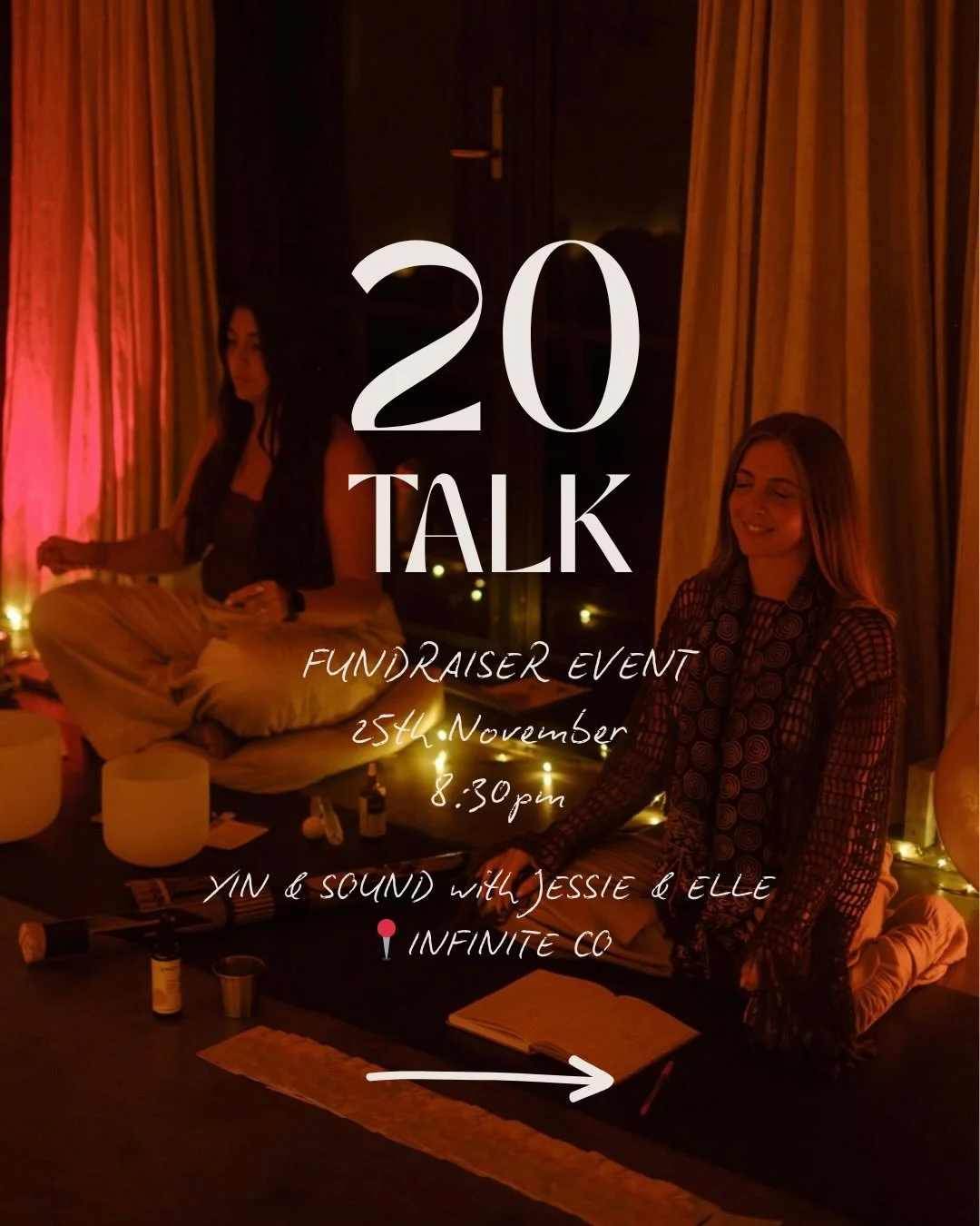 We are honoured to invite you to join us in helping raise awareness and funds for youth mental health &ndash; a very important cause supported by @20_talk 🫶🏼 swipe for more information! 

📍 Infinite Co, Tuesday 25th November 8:30-9:15pm
🧘🏼&zwj;♀