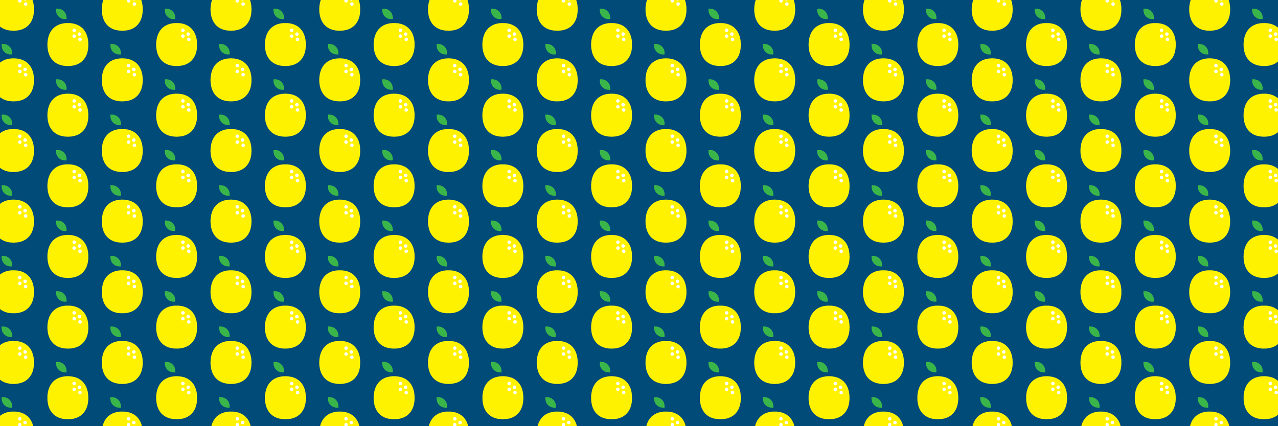 Pattern of yellow lemons with green leaves on a dark blue background.