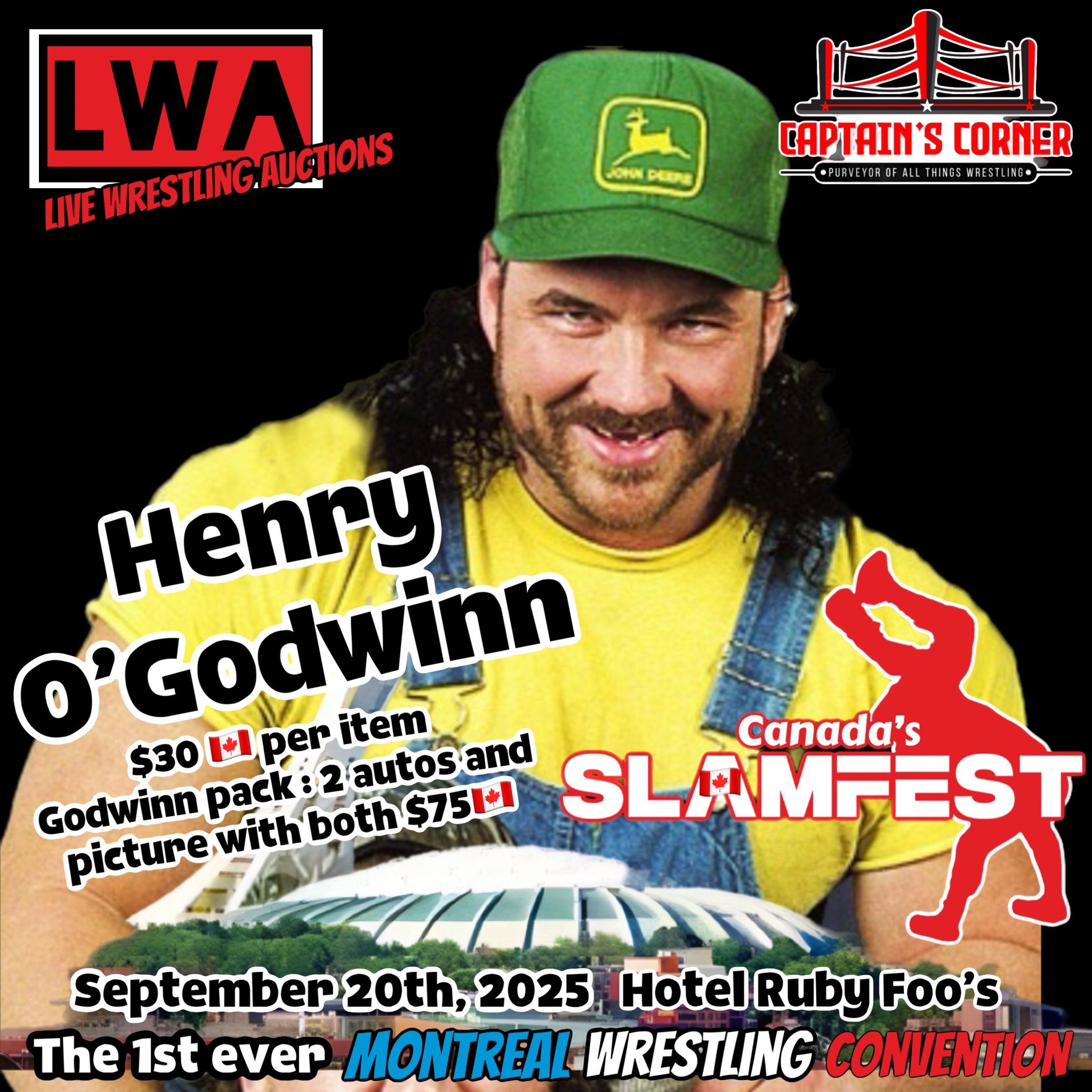Henry O. Godwinn $30 CAD per item / Godwinn pack 2 autos & picture with both $75 CAD