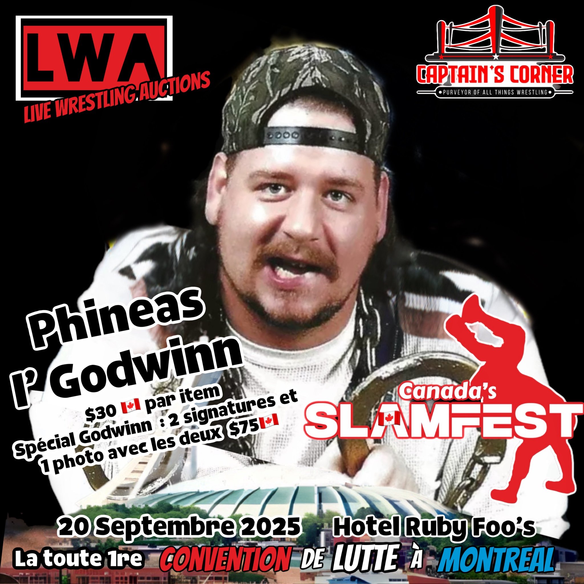Phineas I. Godwinn Chaque Item $30 CAD / Spécial Godwinn 2 autos et 1 photo avec $75 CAD