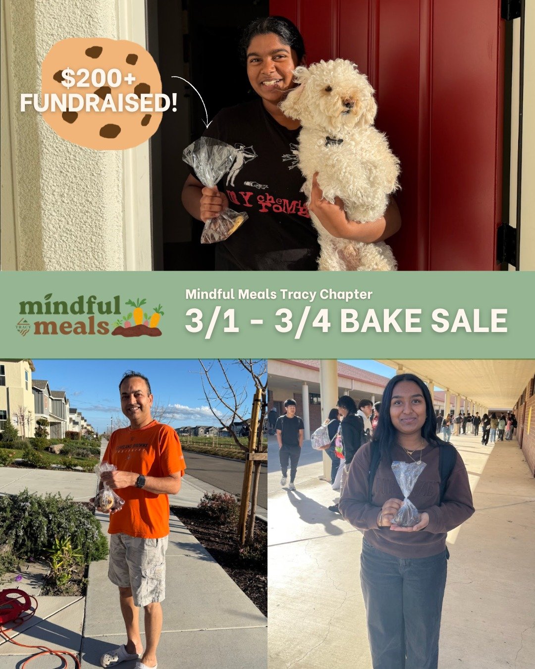 @mindful.meals.tracy had such an amazing bake sale throughout the past three days!! From March 1st-4th, 10 volunteers and our ambassadors Meha and Adwita came together to fundraise OVER $200! 🎉👏🩷 Through their hard work, the team successfully shar