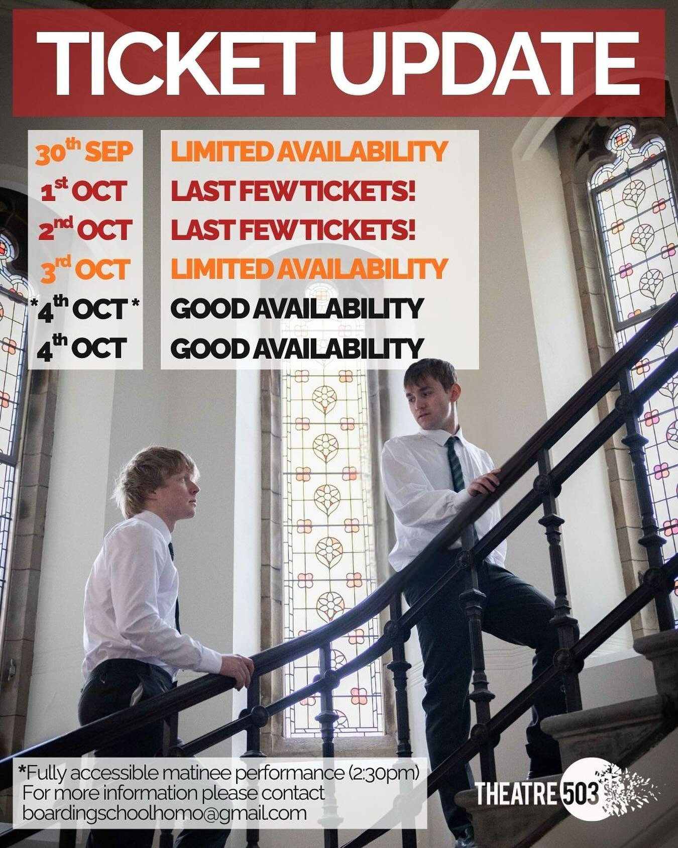 TICKET UPDATE💋

We have less than a week to go until we open with @theatre503 and tickets are selling fast!

Looking for weekend plans? We heard on the grapevine Saturdays are a great day for theatre going...🤭

Check out our last post for more info