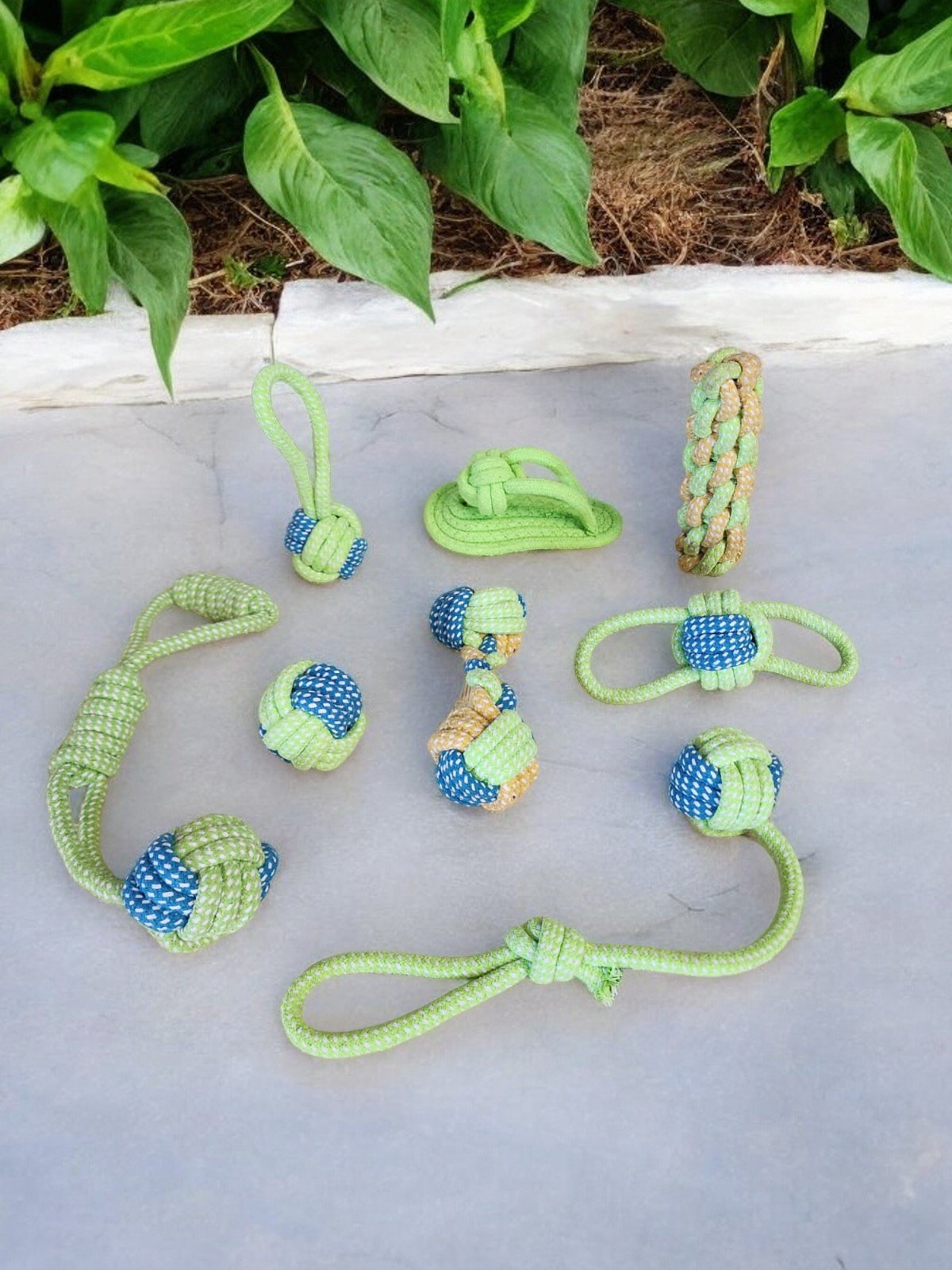 Rope Dog Toys Green & Blue Collection